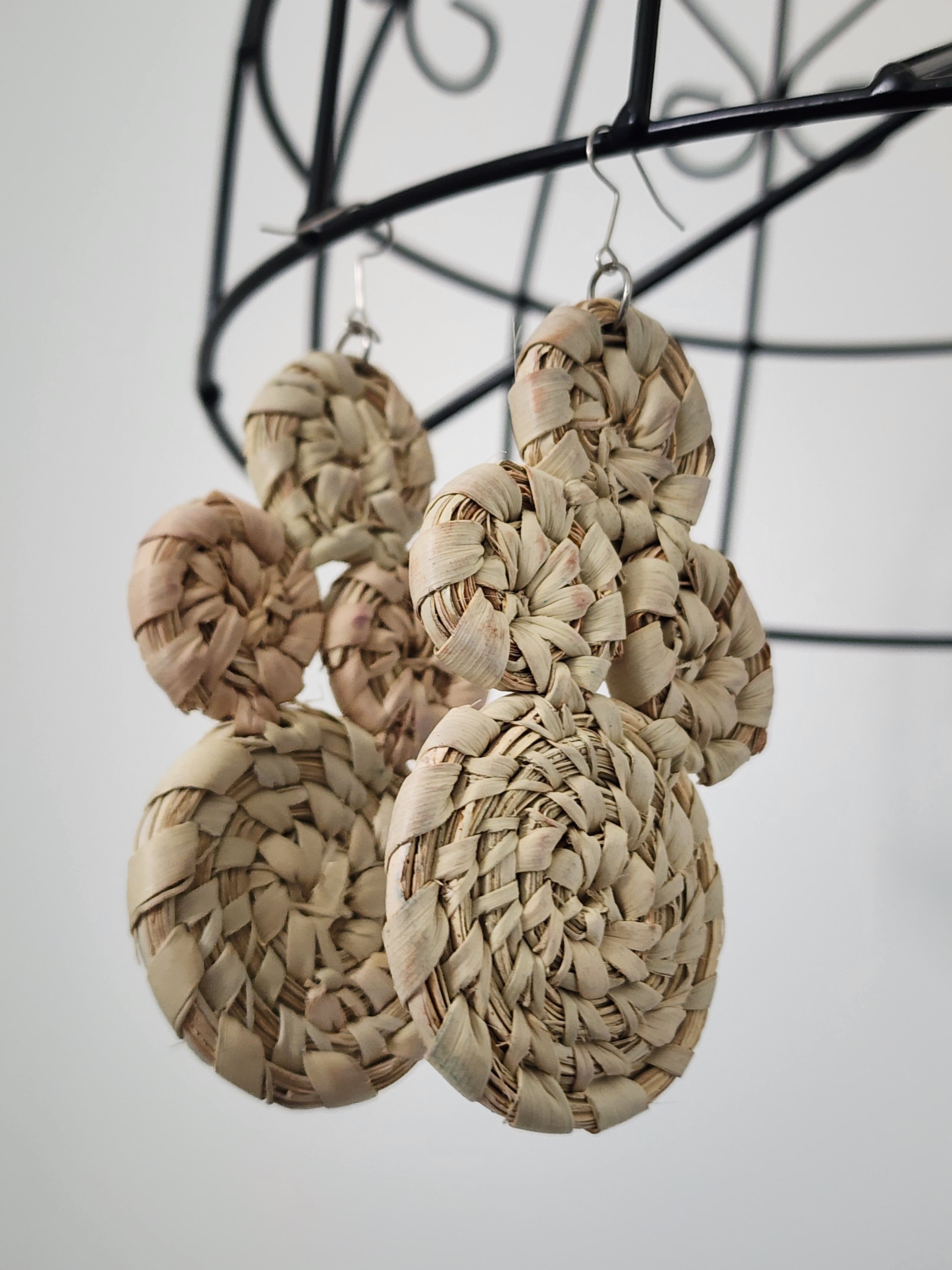 LEONA pair - Handmade Raffia Statement Earrings | Boho Summer Accessory | Gift for Her