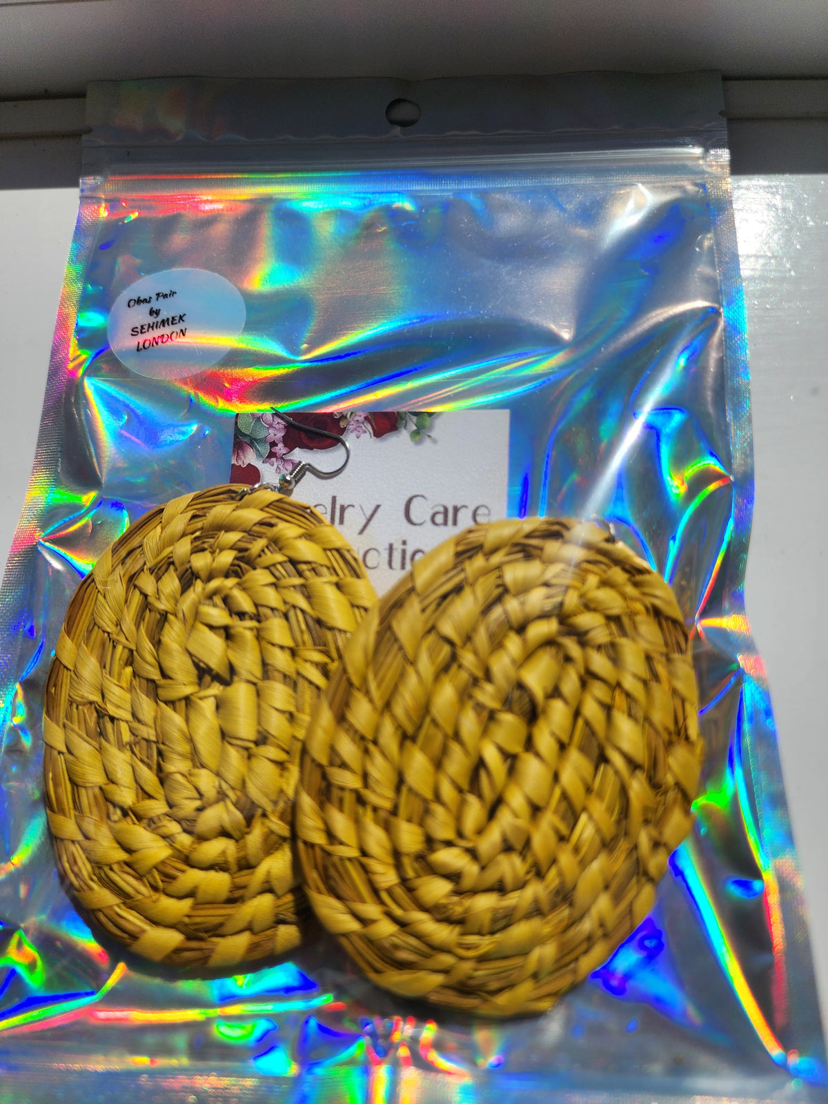 OBAS pair Handcrafted Raffia Statement Earrings