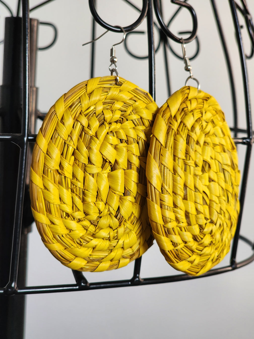 OBAS pair - Handmade Raffia Statement Earrings | Boho Summer Accessory | Gift for Her
