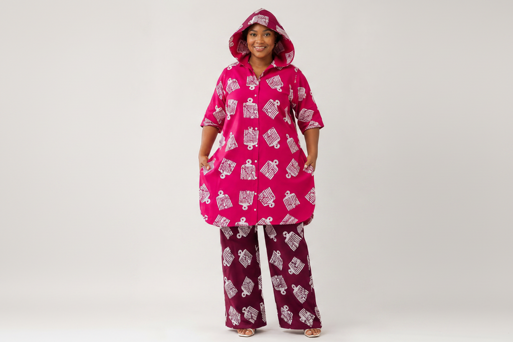 JO Two-Tone Hooded Ankara Co-ord Trouser Set