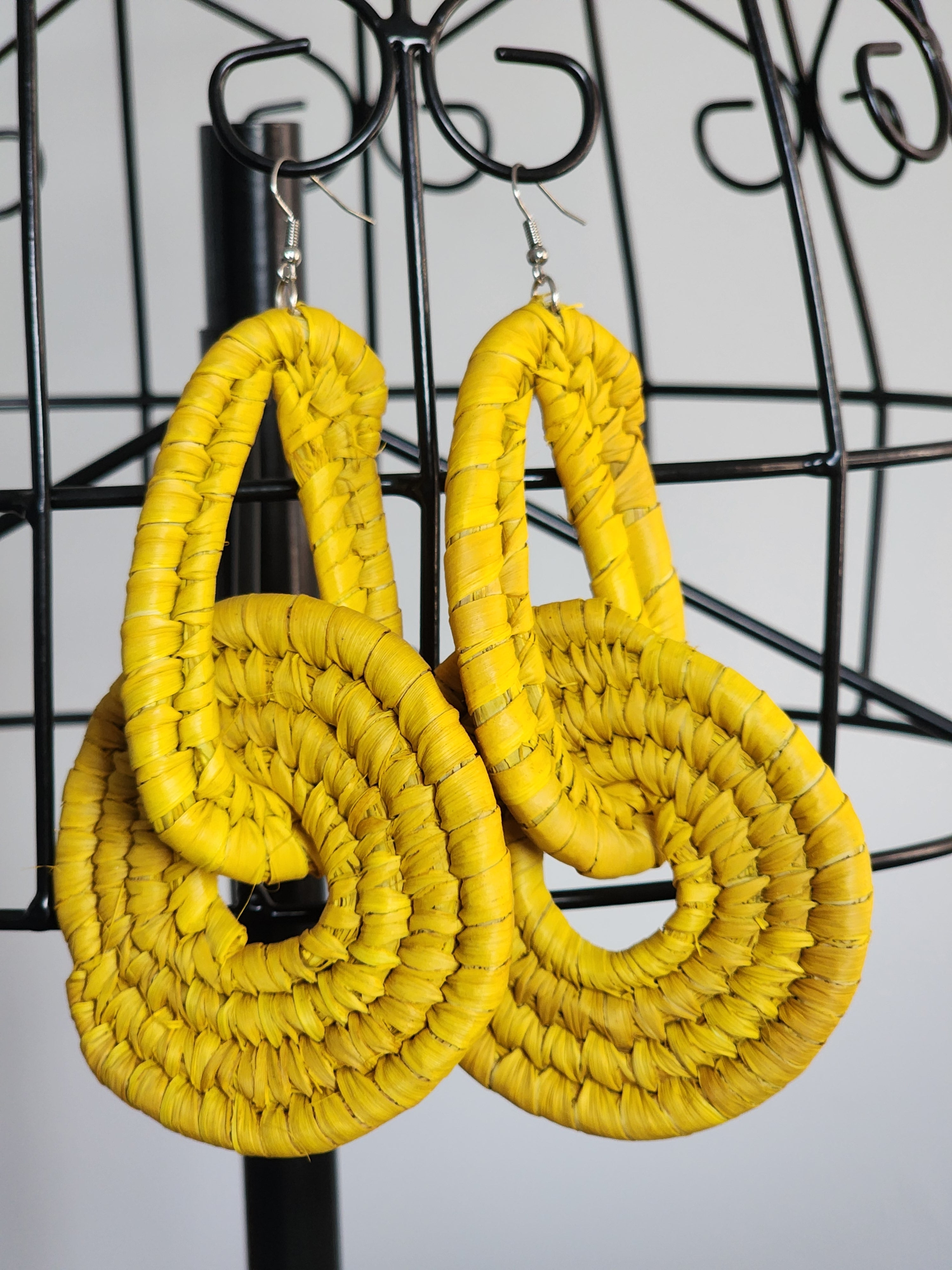 RUTH pair - Handmade Raffia Statement Earrings | Boho Summer Accessory | Gift for Her