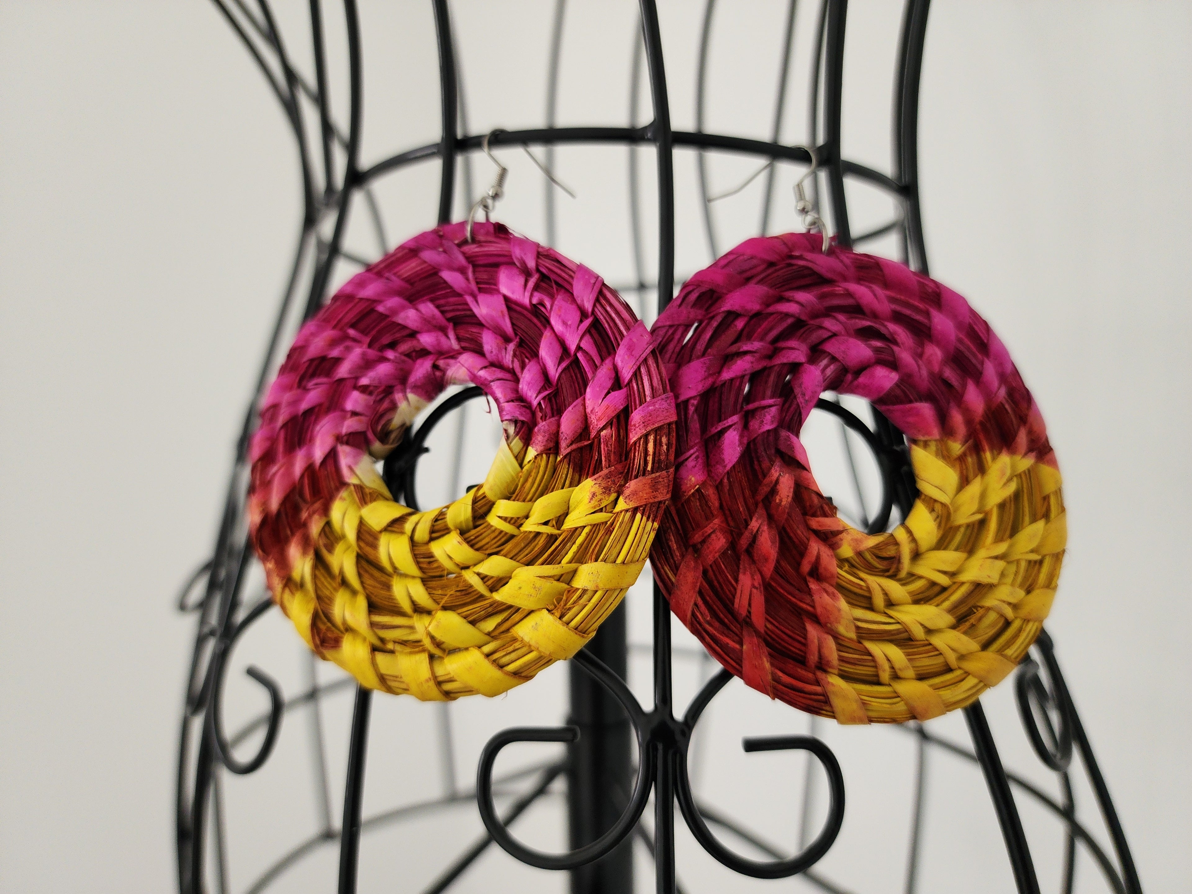 CANDY pair - Handmade Raffia Statement Earrings | Boho Summer Accessory | Gift for Her