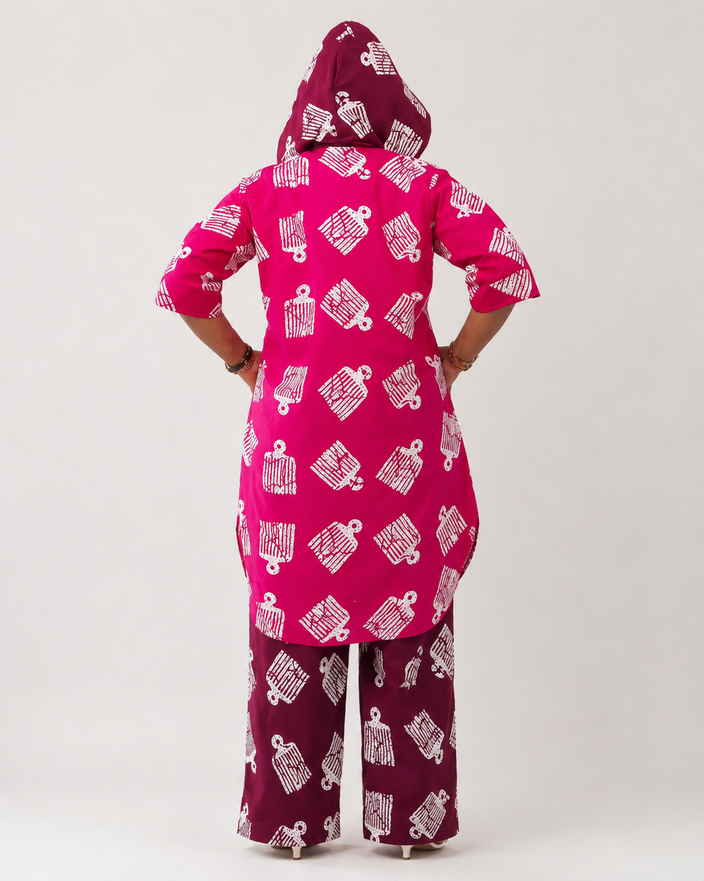 JO Two-Tone Hooded Ankara Co-ord Trouser Set