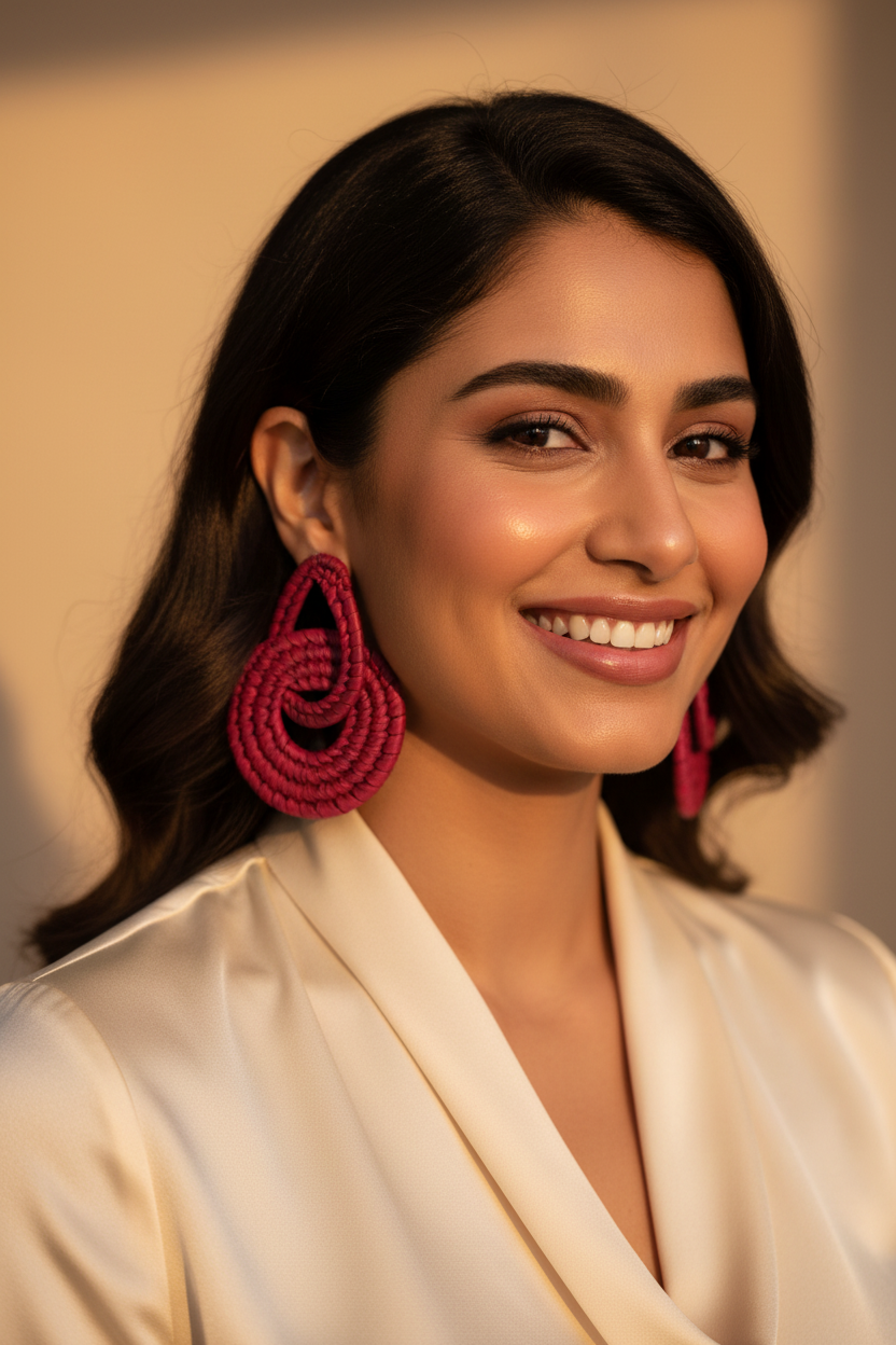 CHI Handcrafted Raffia Statement Earrings