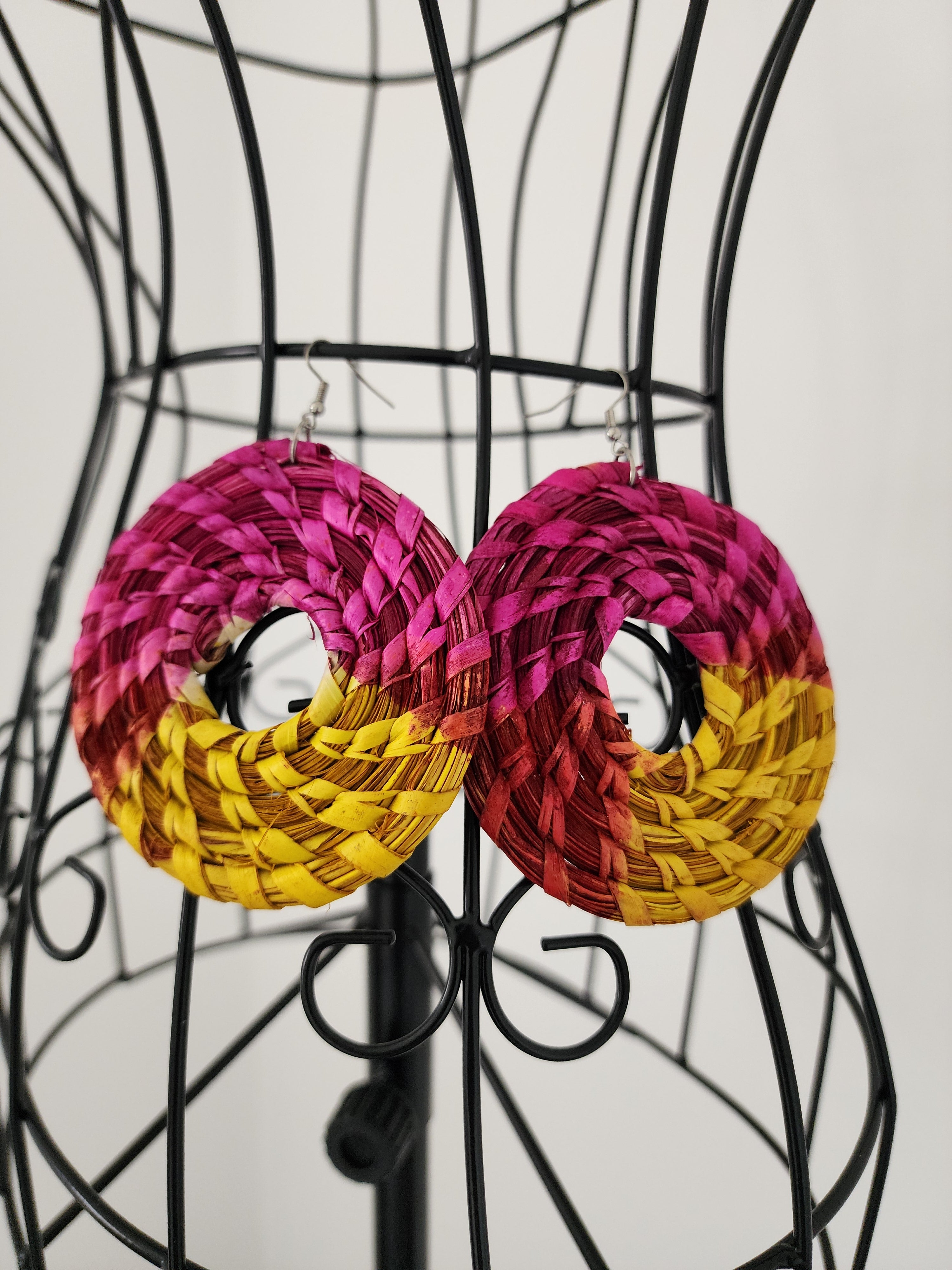 CANDY pair - Handmade Raffia Statement Earrings | Boho Summer Accessory | Gift for Her