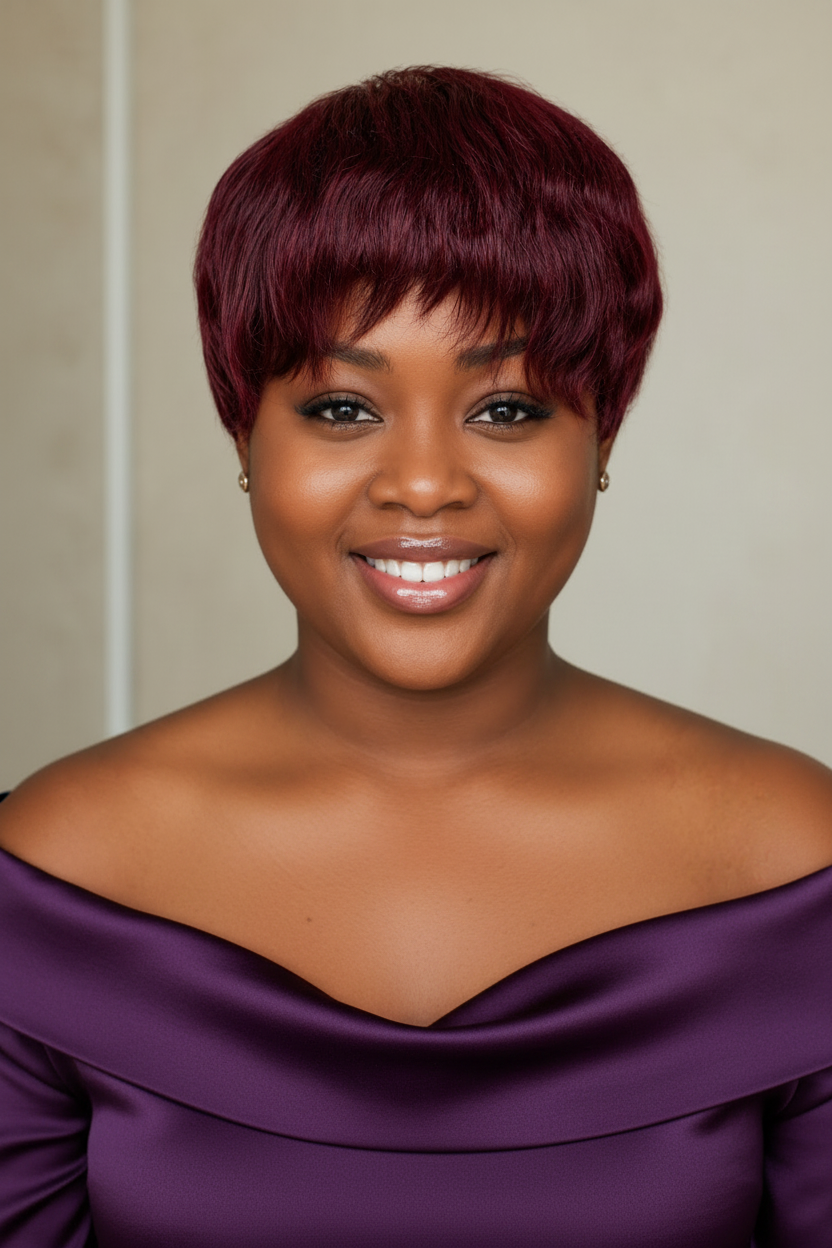 SURU Burgundy Pixie Cut Wig
