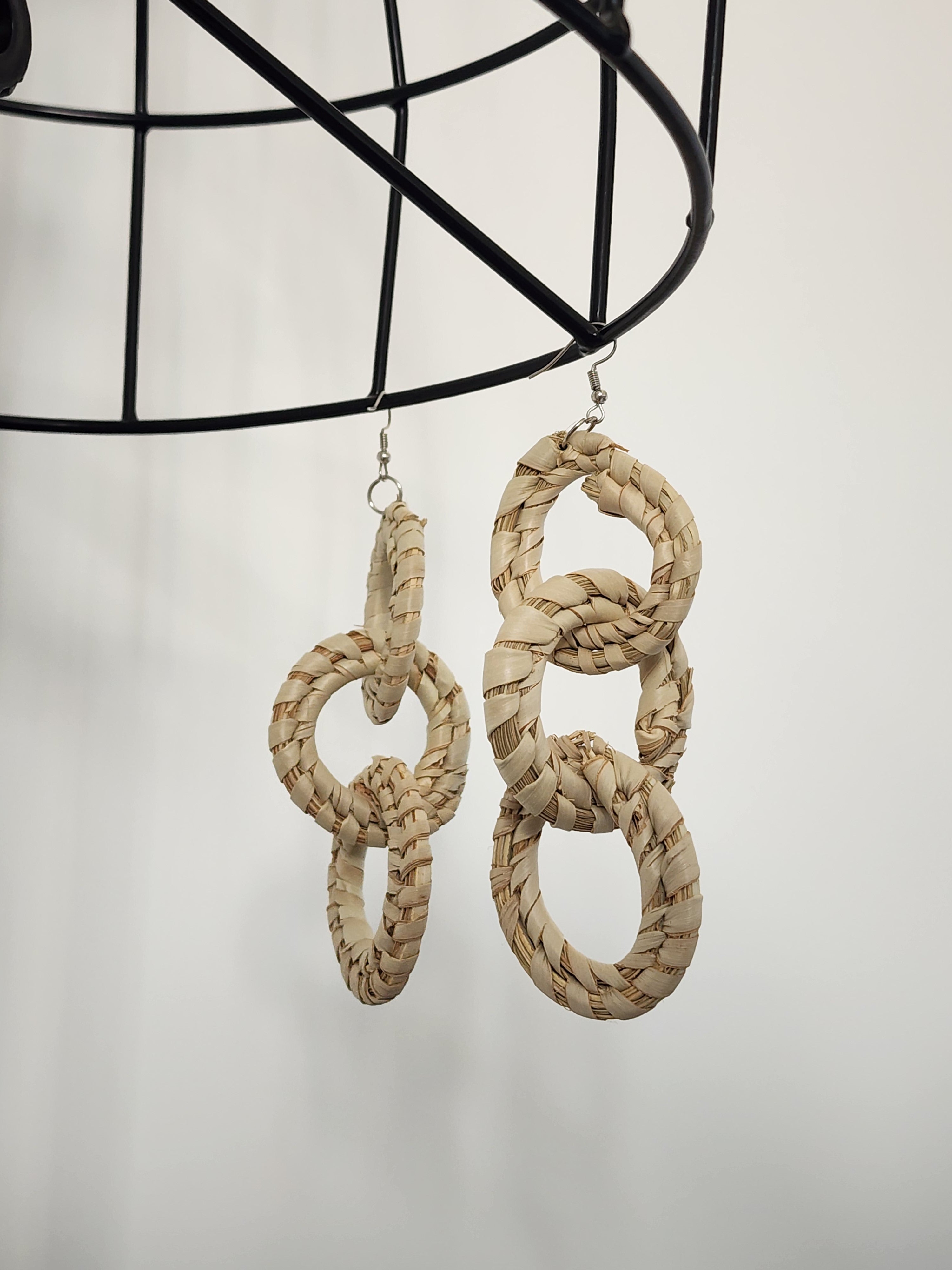 SIMBI pair - Handmade Raffia Statement Earrings | Boho Summer Accessory | Gift for Her
