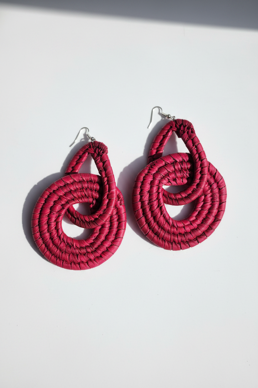 CHI pair - Handmade Raffia Statement Earrings | Boho Summer Accessory | Gift for Her