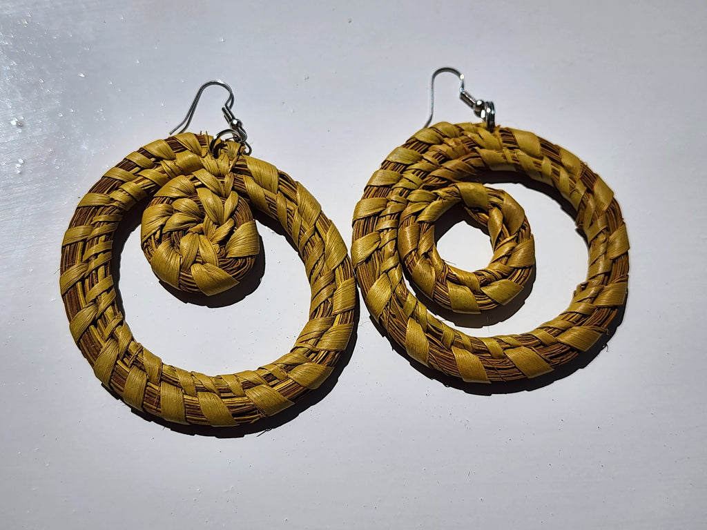KENT asymmetrical Handcrafted Raffia Statement Earrings