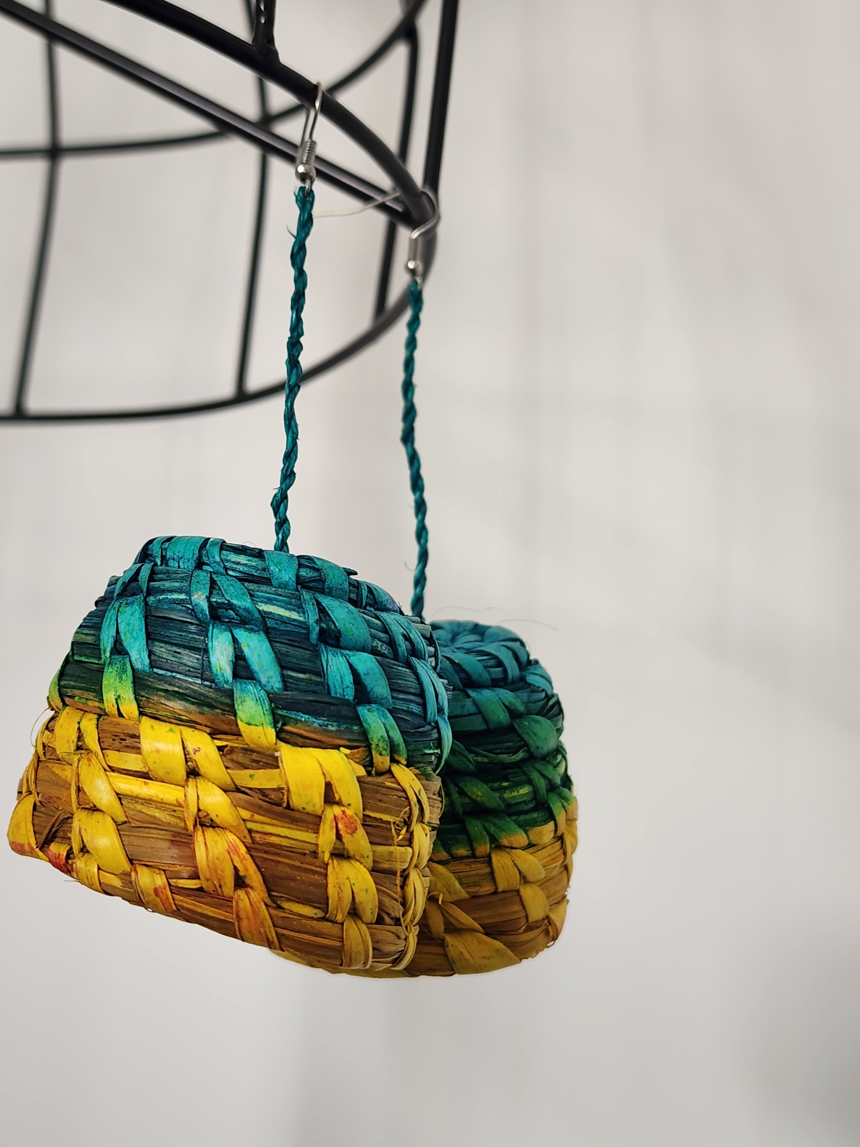 BASKET pair - Handmade Raffia Statement Earrings | Boho Summer Accessory | Gift for Her
