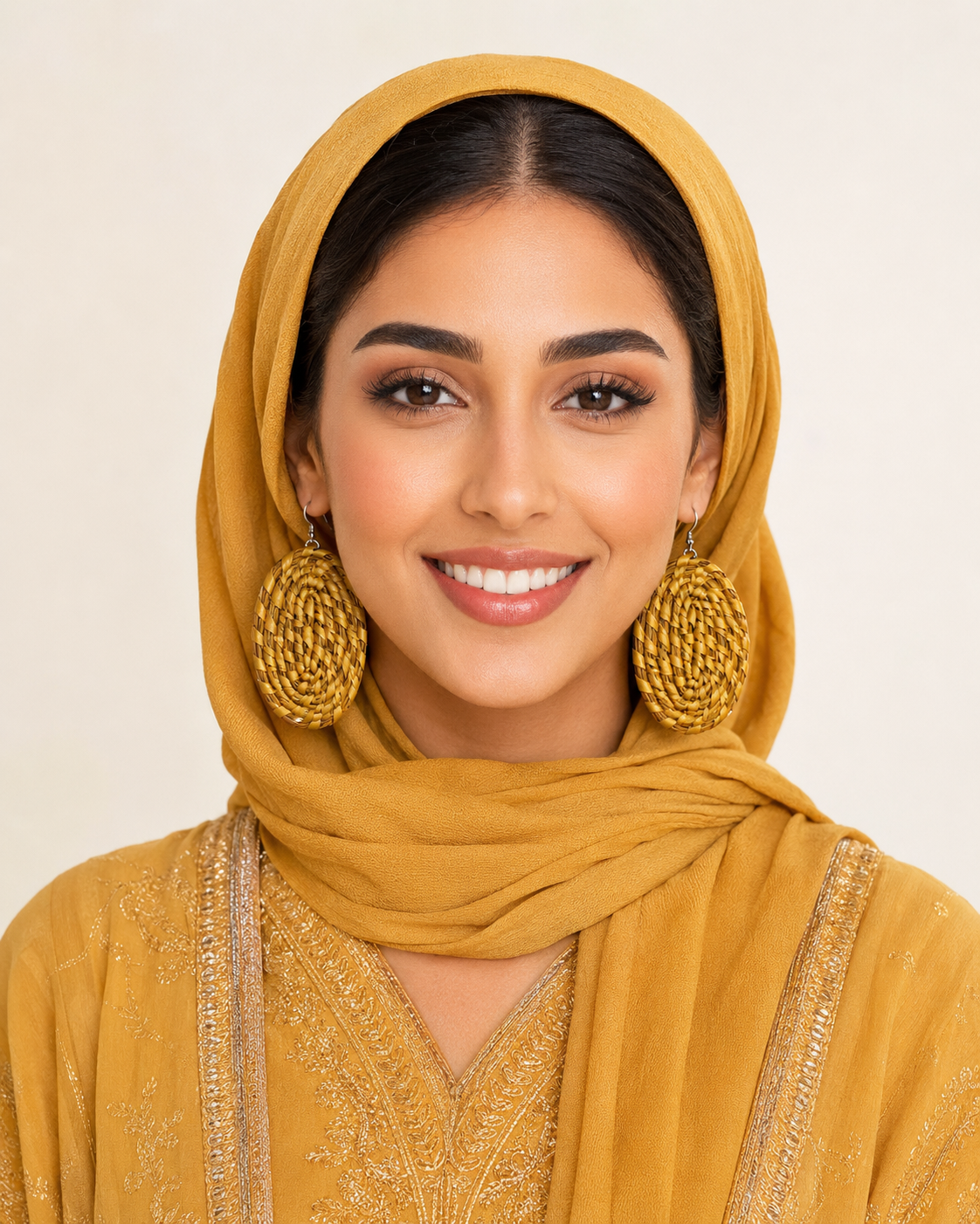 OBAS pair Handcrafted Raffia Statement Earrings