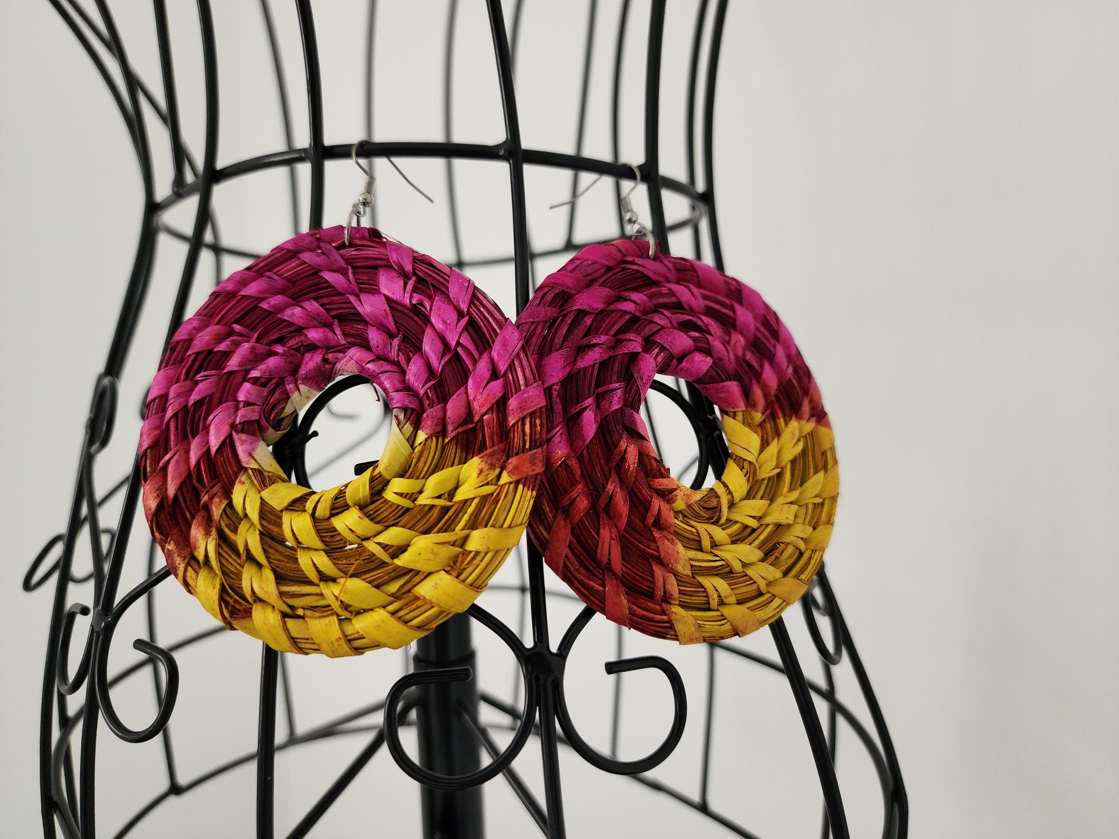 CANDY pair - Handmade Raffia Statement Earrings | Boho Summer Accessory | Gift for Her