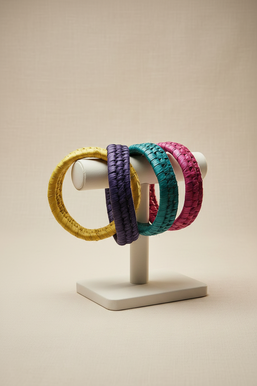 Handcrafted Raffia Statement Bangles