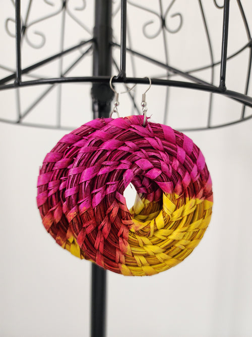 CANDY pair - Handmade Raffia Statement Earrings | Boho Summer Accessory | Gift for Her