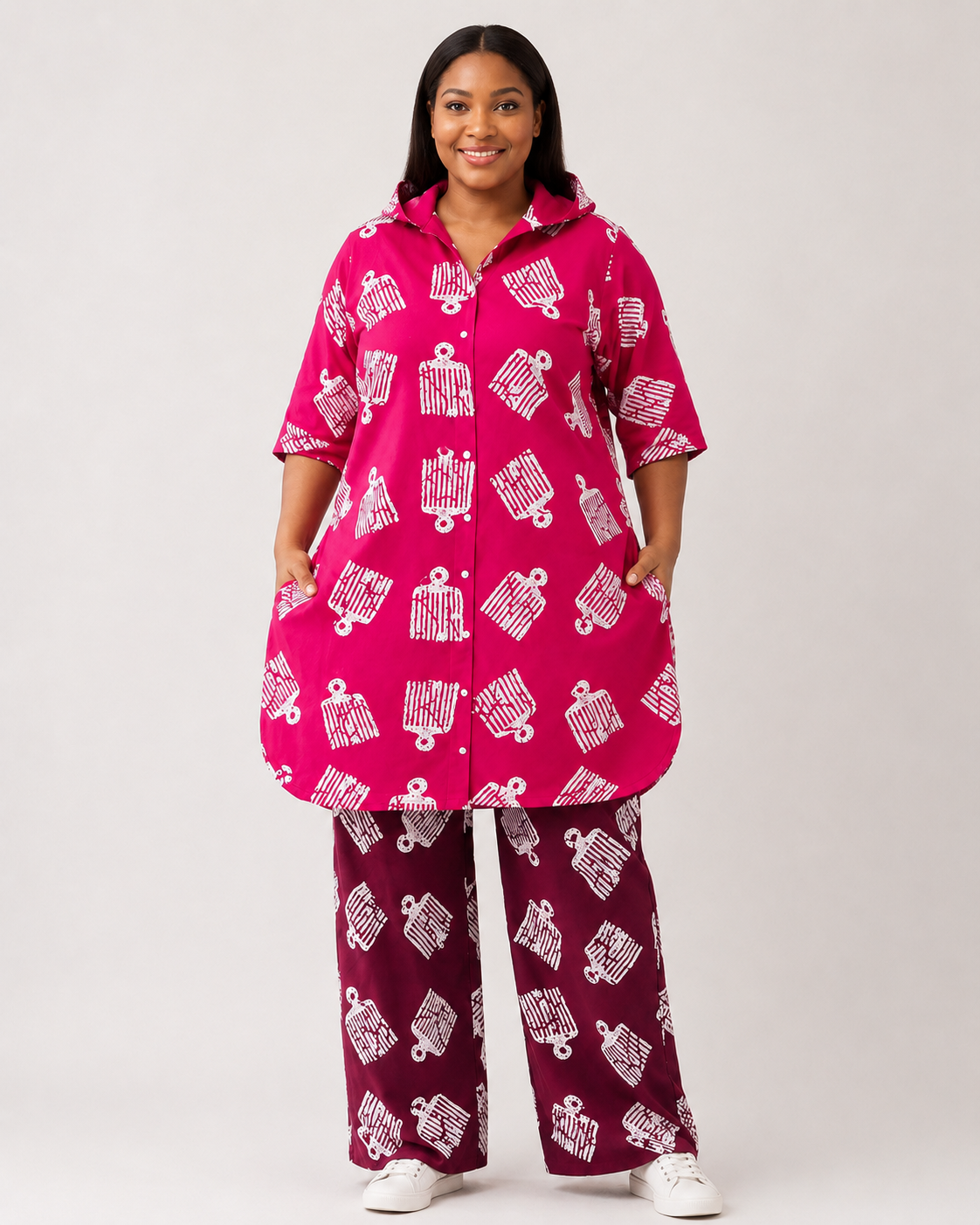 JO Two-Tone Hooded Ankara Co-ord Trouser Set