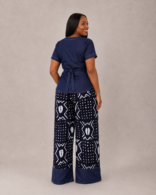 BLISS Denim Detail African Print Co-ord Set