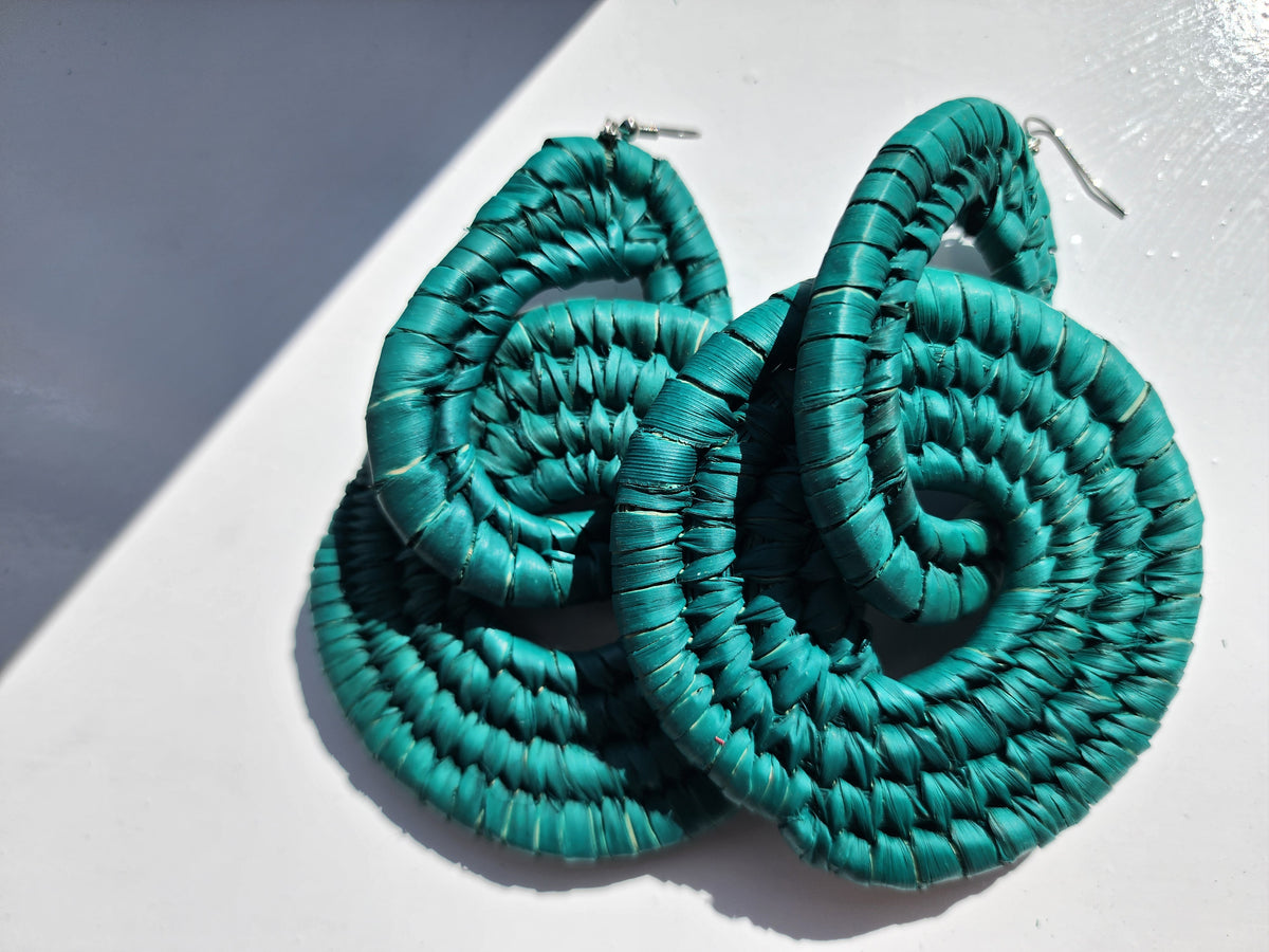 BRAVADO Handcrafted Raffia Statement Earrings