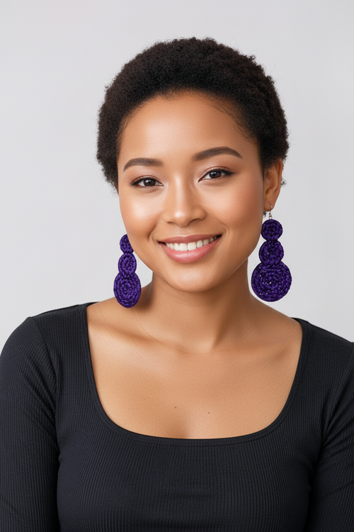 DEW Handcrafted Raffia Statement Earrings