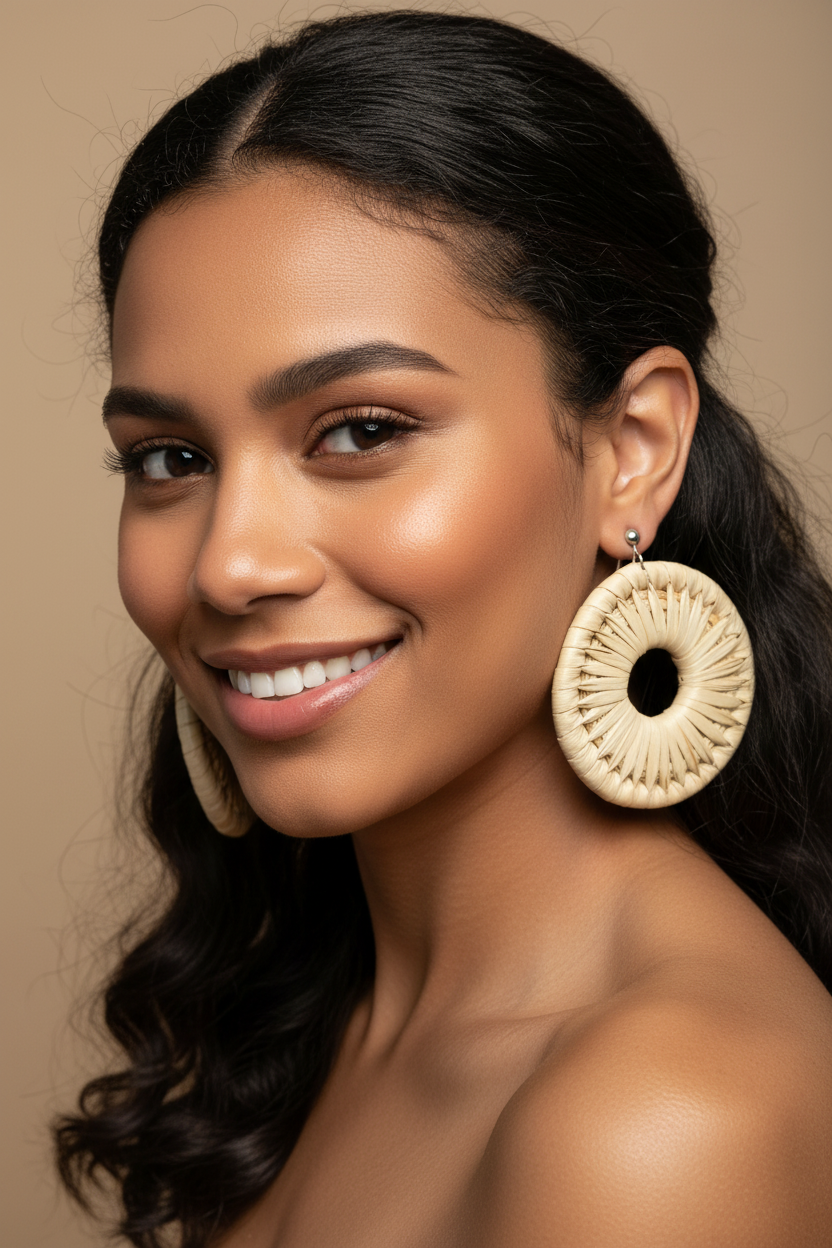 KAREN Handcrafted Raffia Statement Earrings