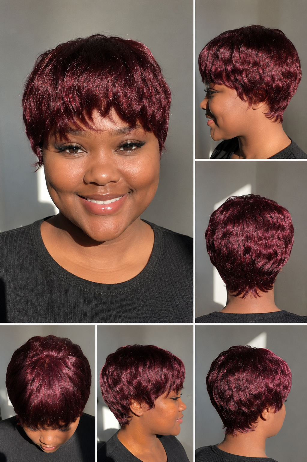 SURU Burgundy Pixie Cut Wig