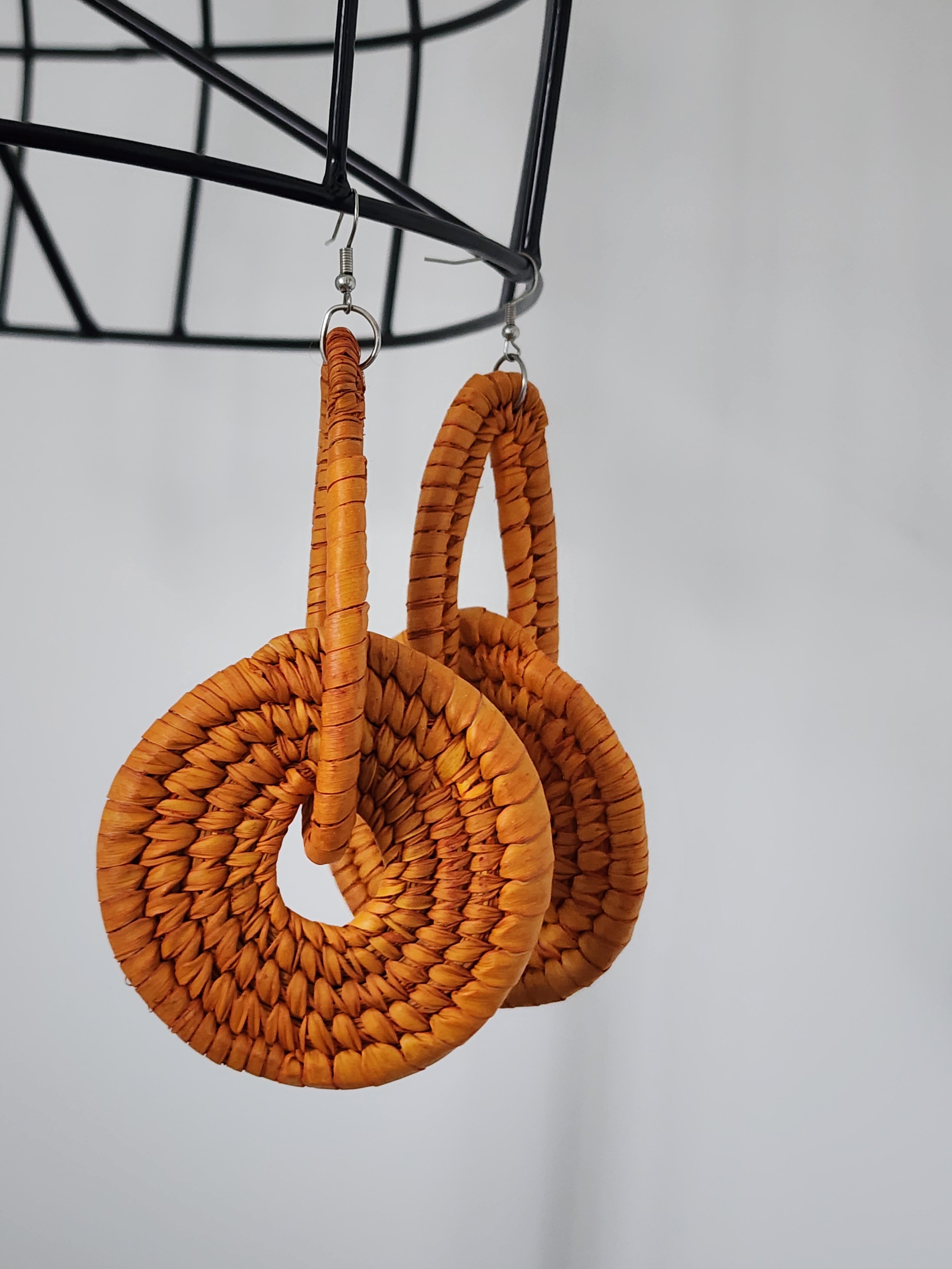 WURA pair - Handmade Raffia Statement Earrings | Boho Summer Accessory | Gift for Her