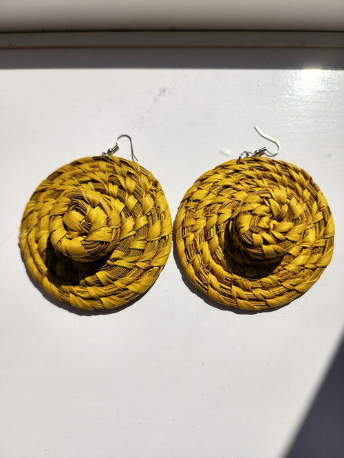 BEACH Handcrafted Raffia Statement Earrings