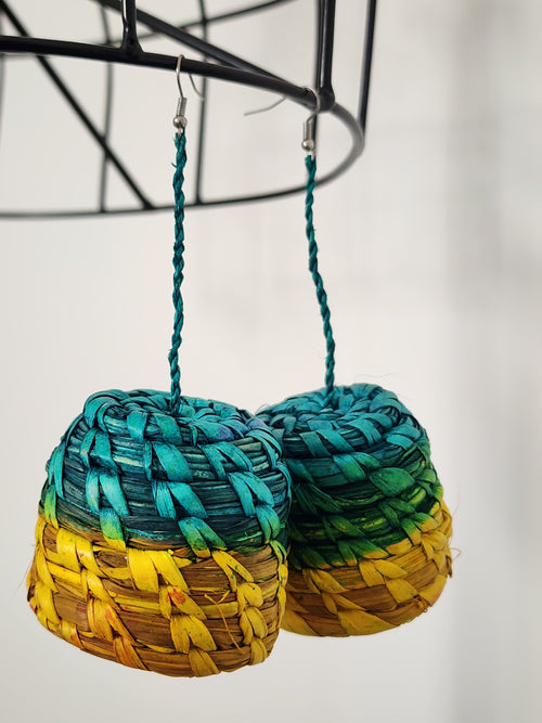 BASKET pair - Handmade Raffia Statement Earrings | Boho Summer Accessory | Gift for Her