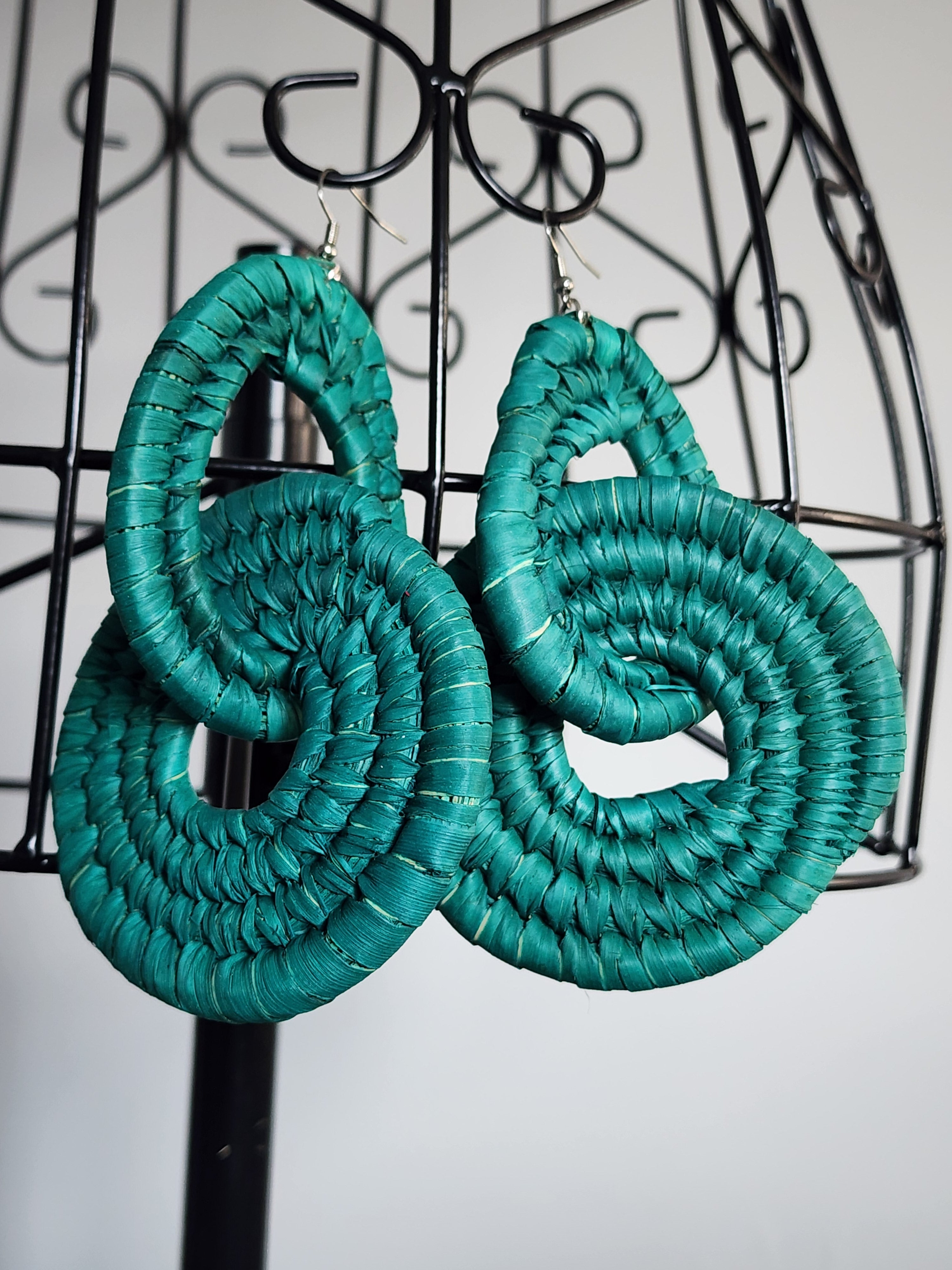 BRAVADO pair - Handmade Raffia Statement Earrings | Boho Summer Accessory | Gift for Her
