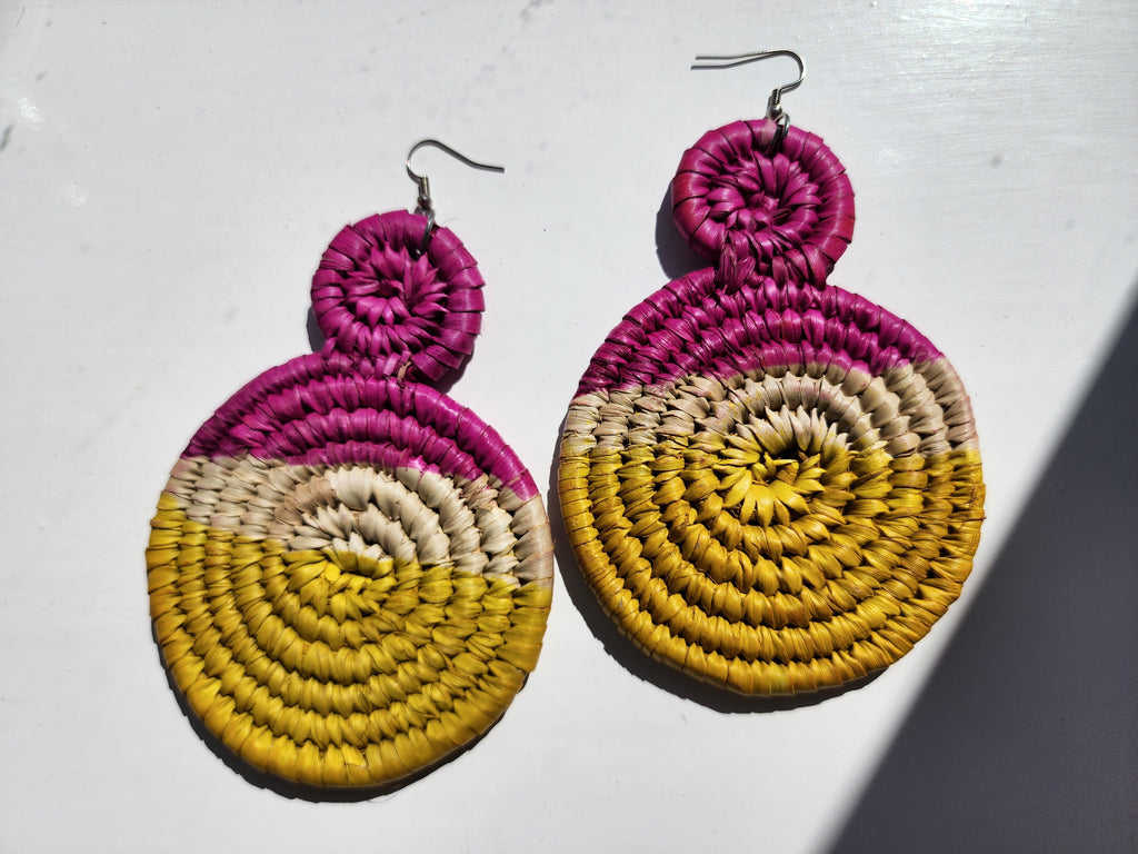 SALLY Handcrafted Raffia Statement Earrings
