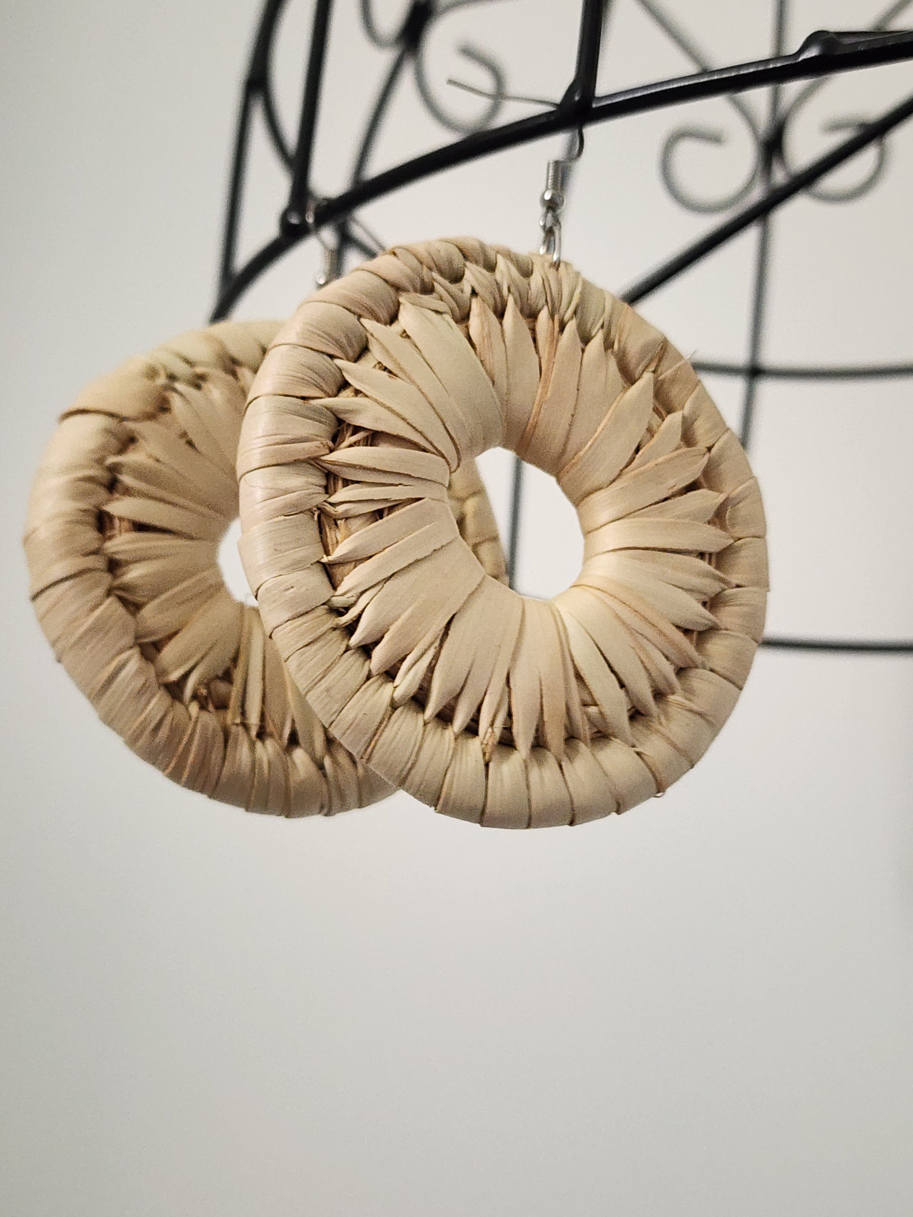 KAREN pair - Handmade Raffia Statement Earrings | Boho Summer Accessory | Gift for Her