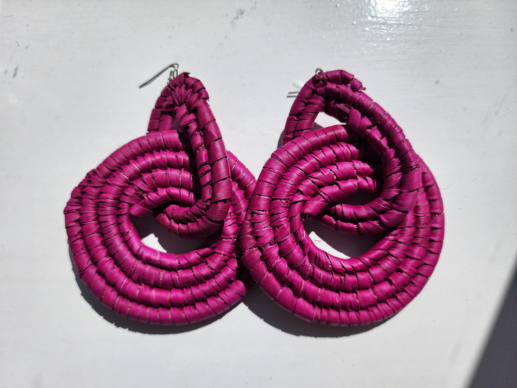 APRIL Handcrafted Raffia Statement Earrings