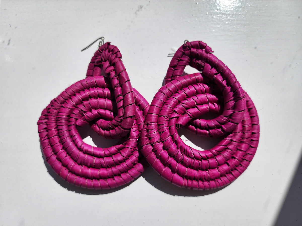 APRIL Handcrafted Raffia Statement Earrings