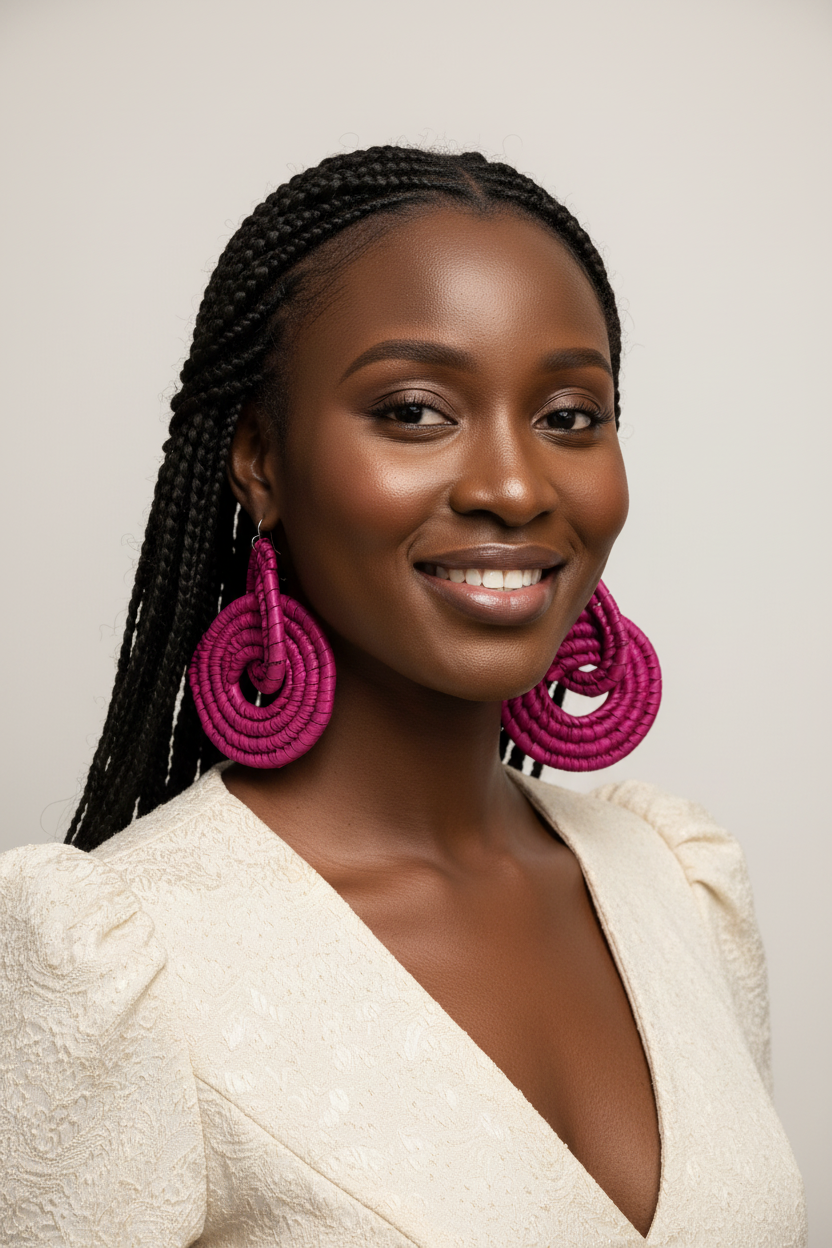APRIL Handcrafted Raffia Statement Earrings
