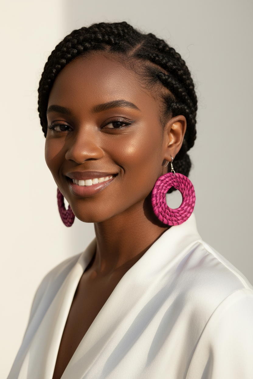 SUNNY Handcrafted Raffia Statement Earrings