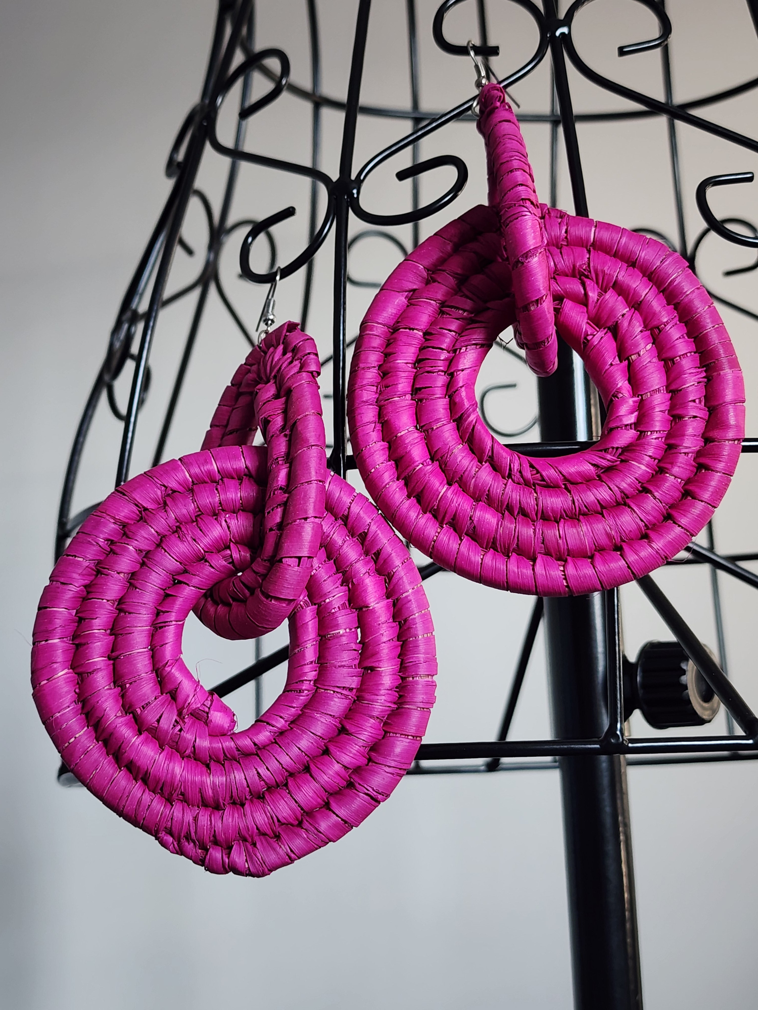 APRIL pair - Handmade Raffia Statement Earrings | Boho Summer Accessory | Gift for Her