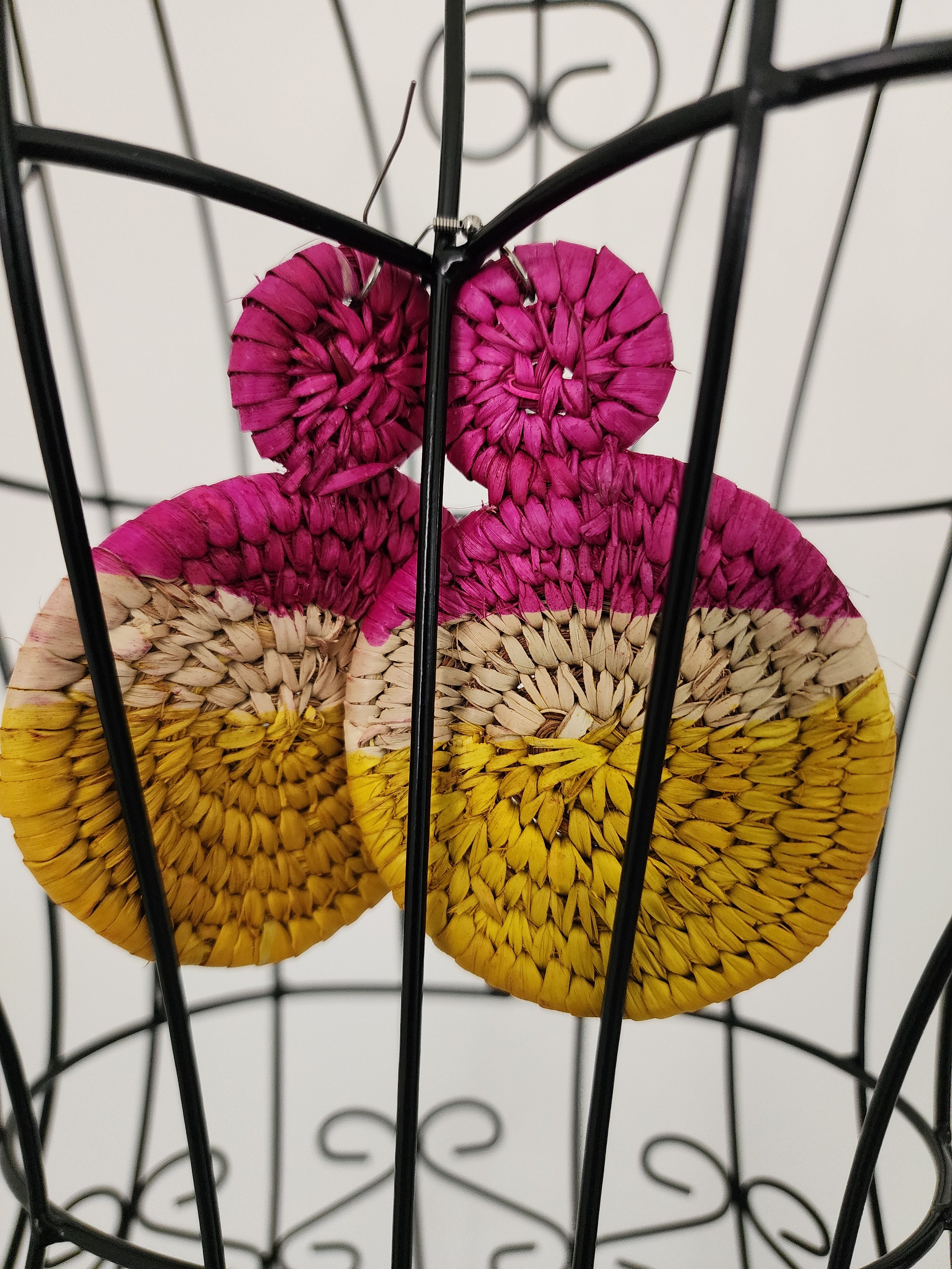 SALLY pair - Handmade Raffia Statement Earrings | Boho Summer Accessory | Gift for Her