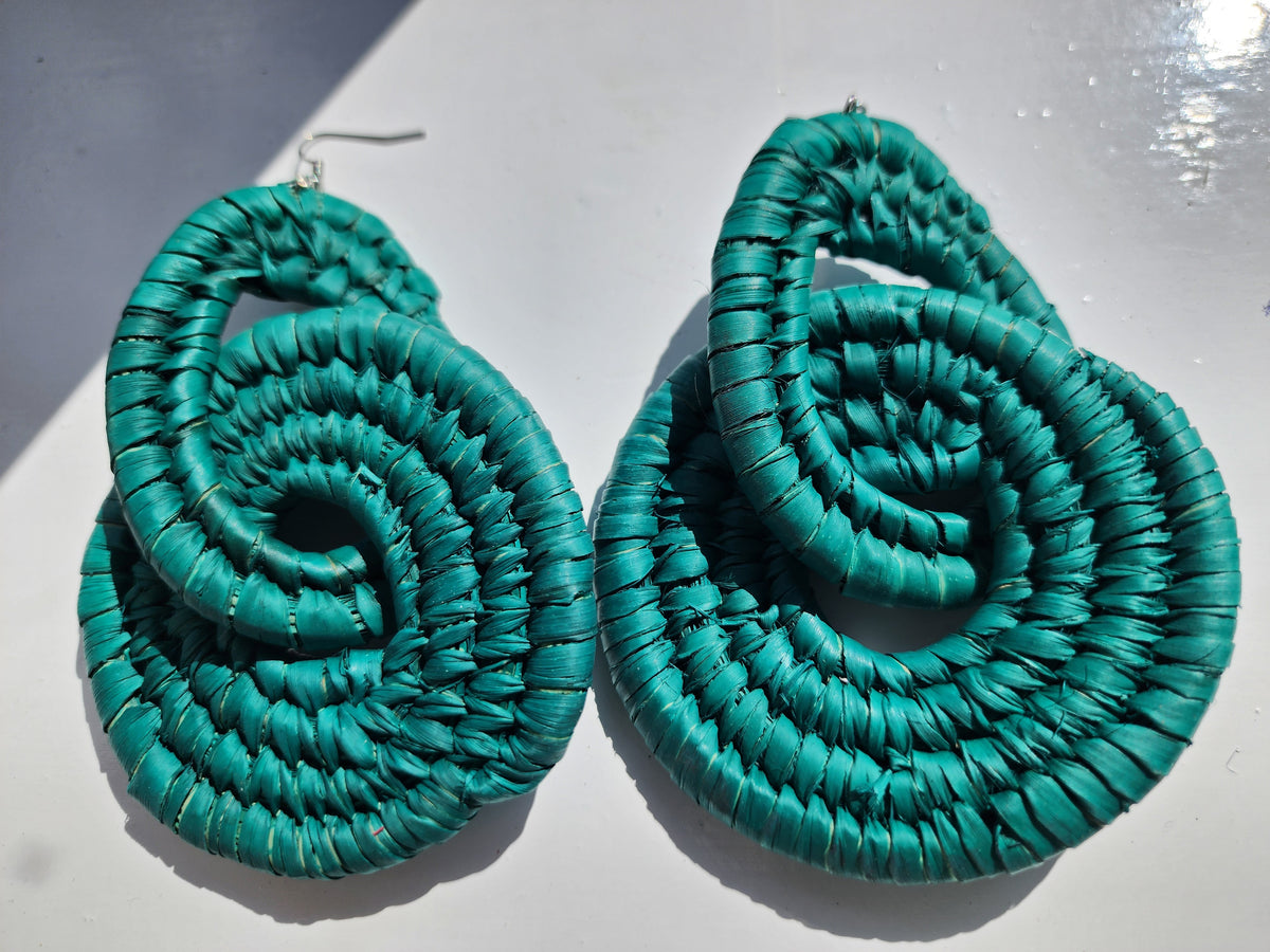 BRAVADO Handcrafted Raffia Statement Earrings