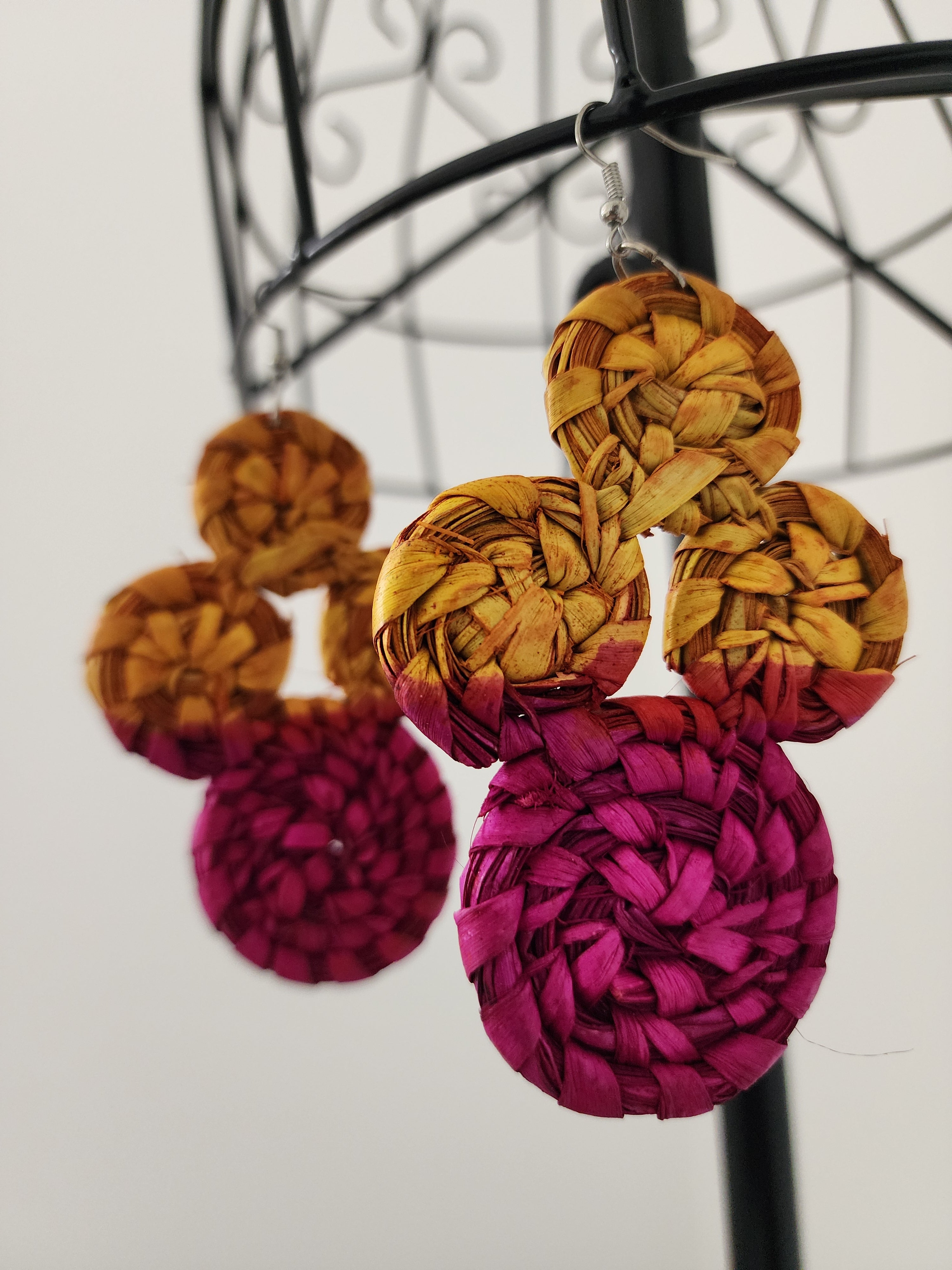 ROSE pair - Handmade Raffia Statement Earrings | Boho Summer Accessory | Gift for Her
