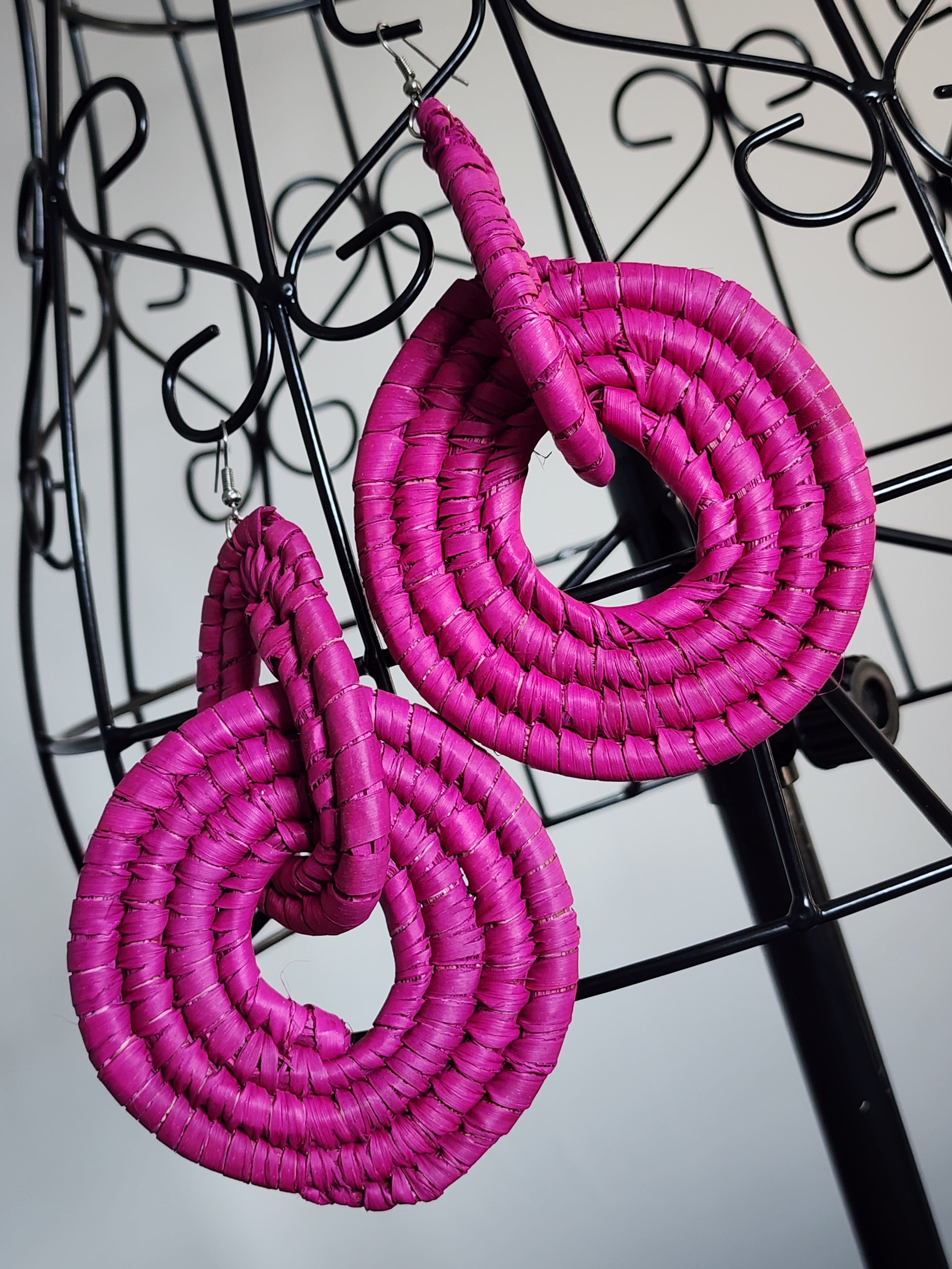 APRIL pair - Handmade Raffia Statement Earrings | Boho Summer Accessory | Gift for Her