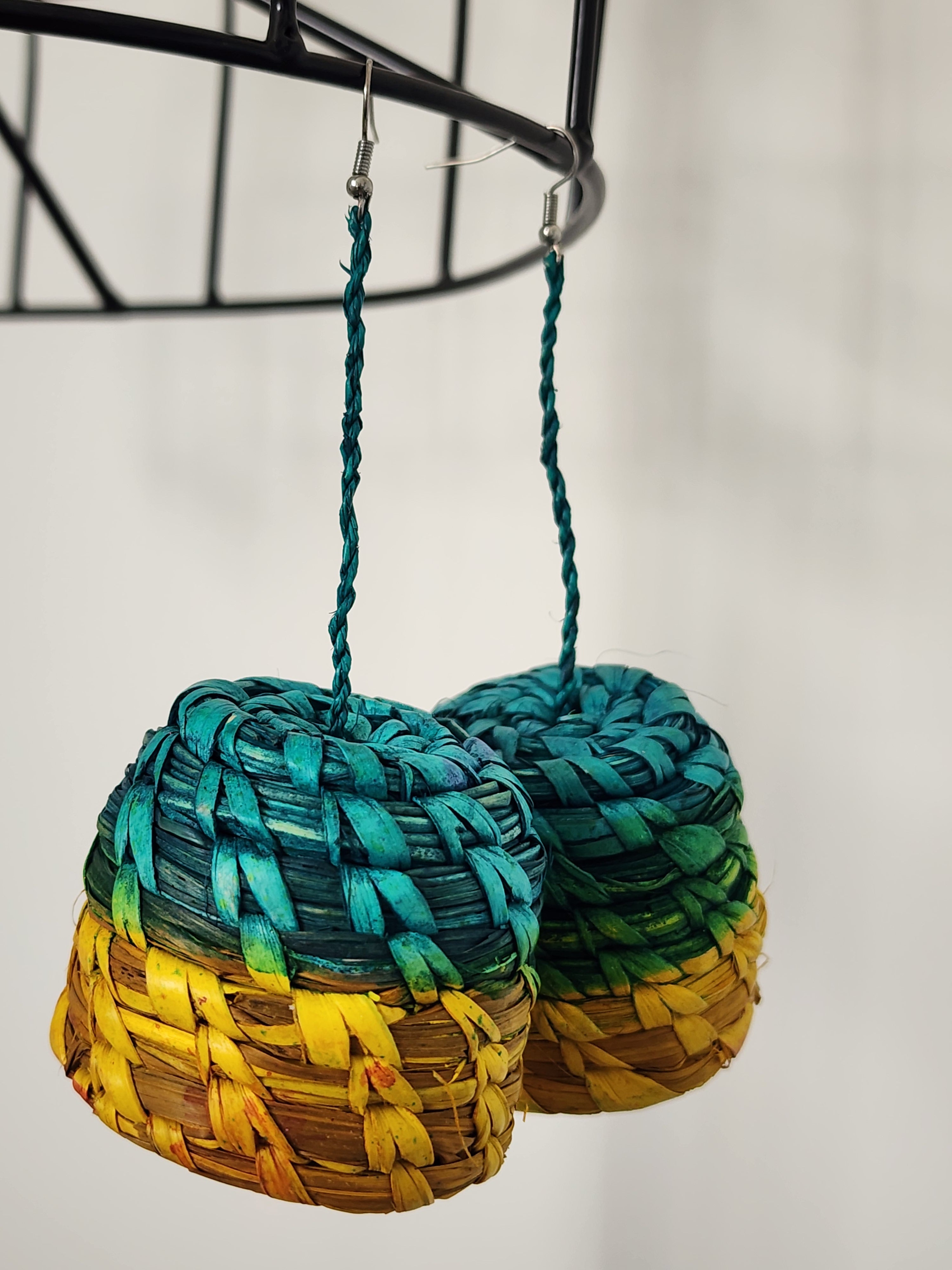 BASKET pair - Handmade Raffia Statement Earrings | Boho Summer Accessory | Gift for Her