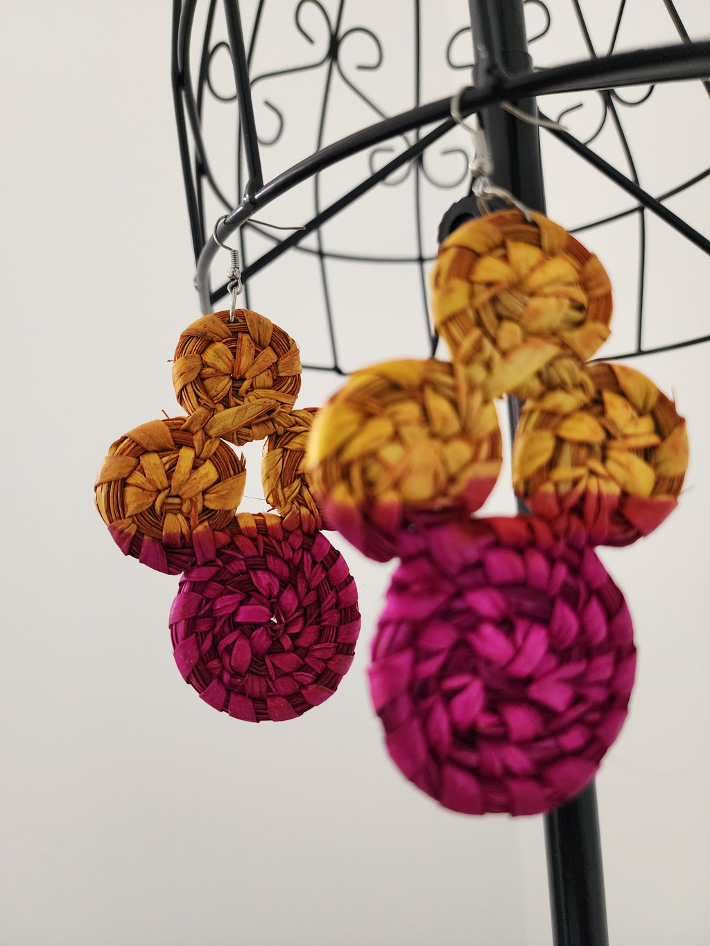 ROSE pair - Handmade Raffia Statement Earrings | Boho Summer Accessory | Gift for Her