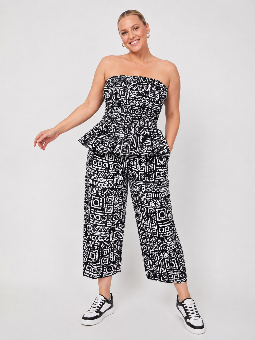 JIRU Smocked Peplum Trouser Co-ord Set