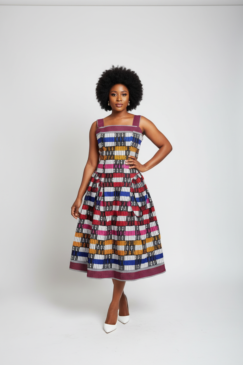 ZEE Side Ruffle Ankara Dress
