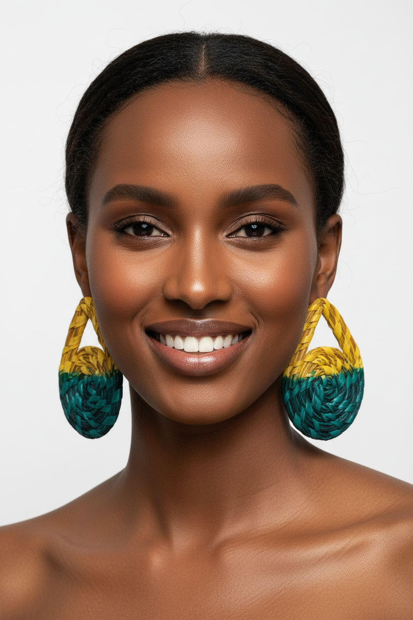 ODEE Handcrafted Raffia Statement Earrings