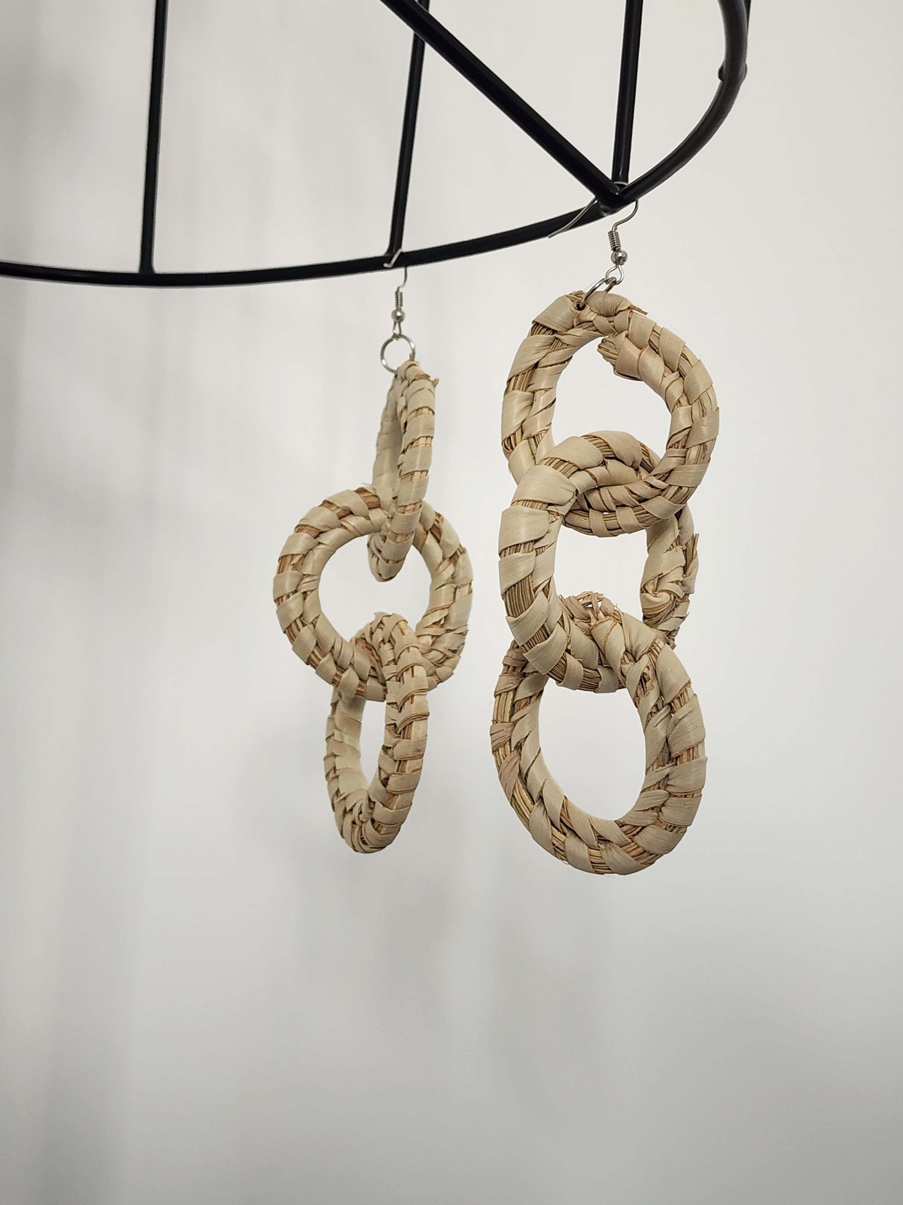 SIMBI pair - Handmade Raffia Statement Earrings | Boho Summer Accessory | Gift for Her