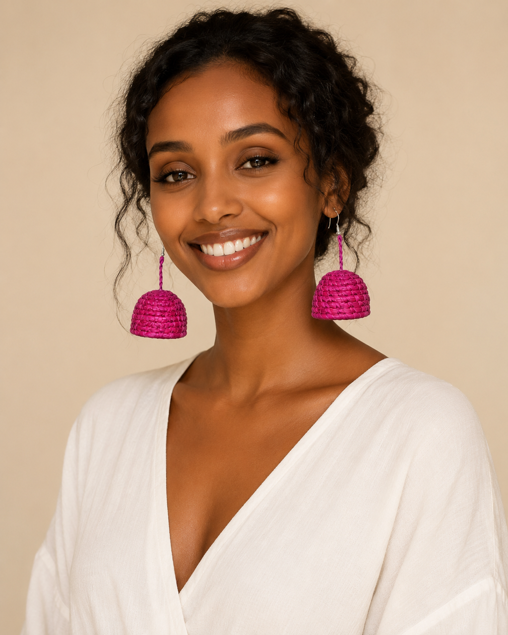 ESE Handcrafted Raffia Statement Earrings