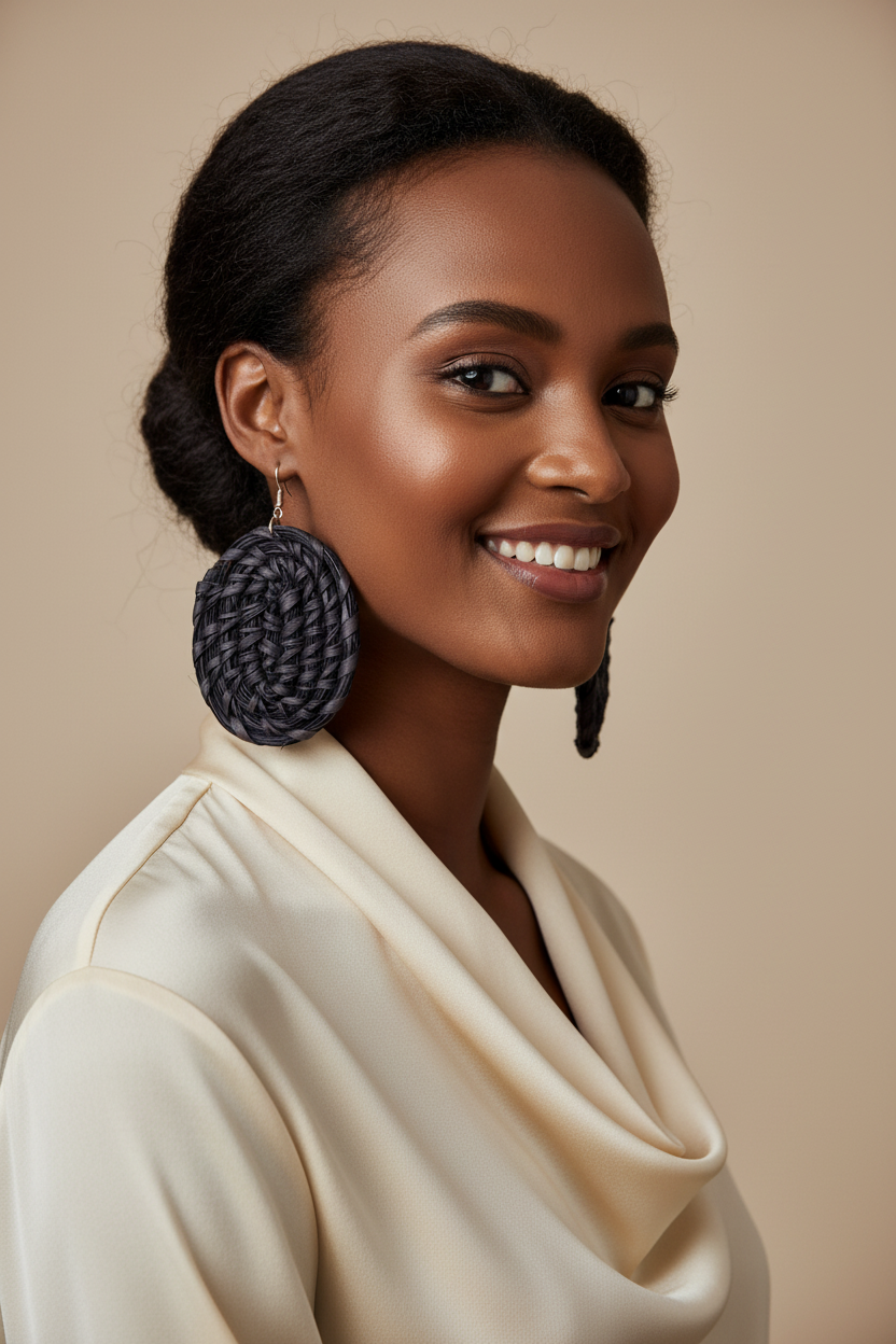 DOVE Handcrafted Raffia Statement Earrings