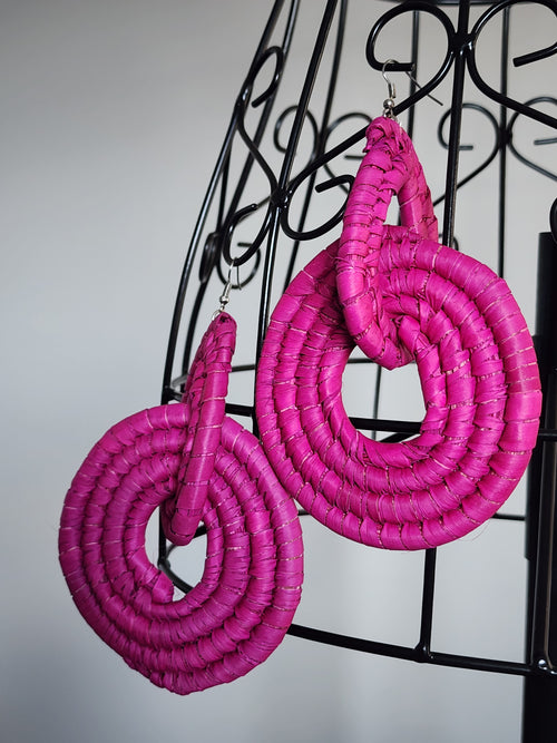 APRIL pair - Handmade Raffia Statement Earrings | Boho Summer Accessory | Gift for Her