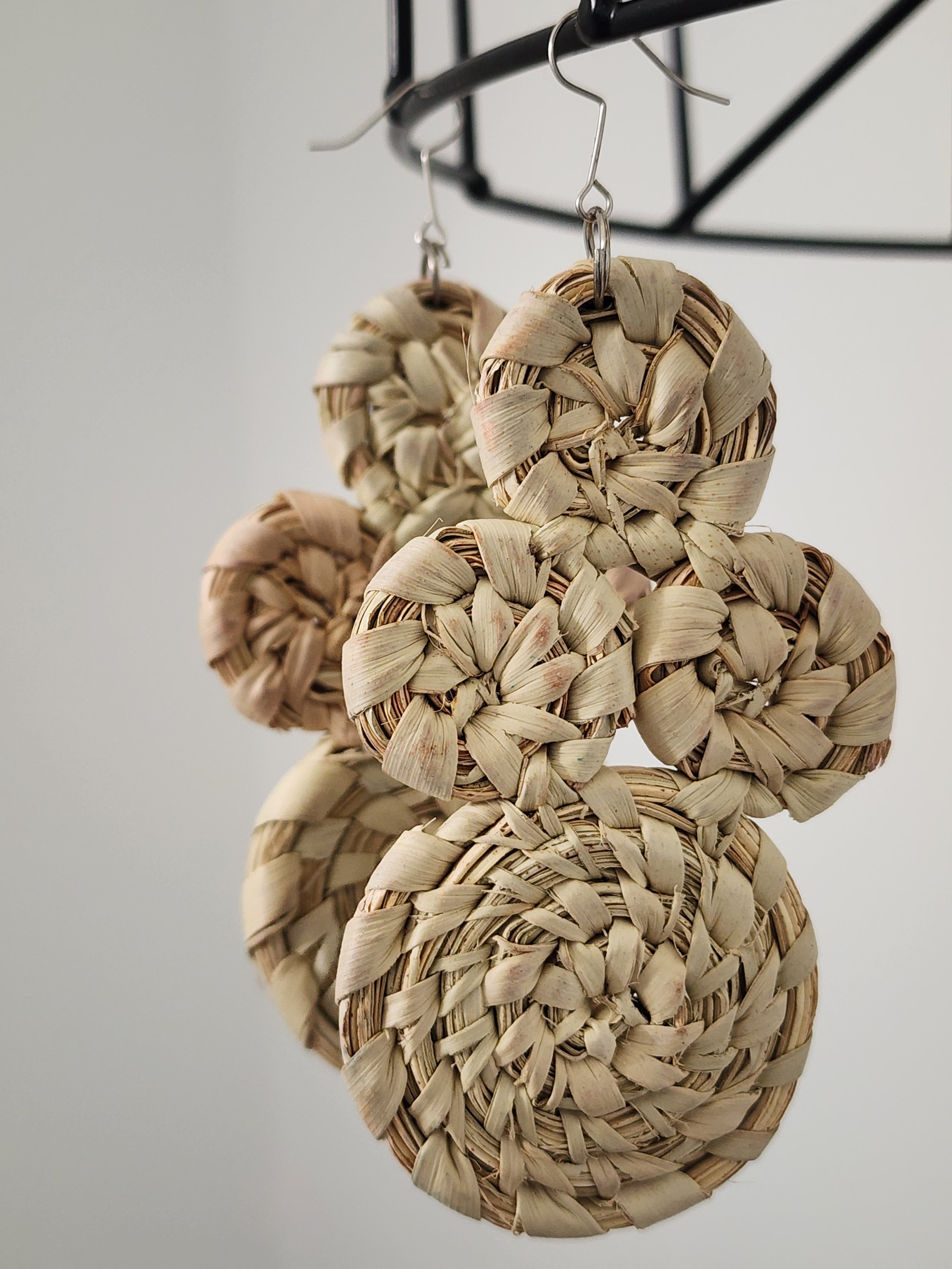 LEONA pair - Handmade Raffia Statement Earrings | Boho Summer Accessory | Gift for Her